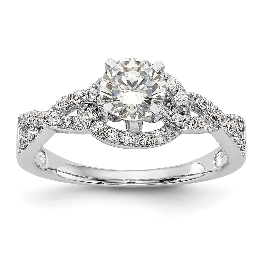 14k White Gold Criss-Cross Peg Set 1/3 carat Diamond Semi-mount Engagement Ring