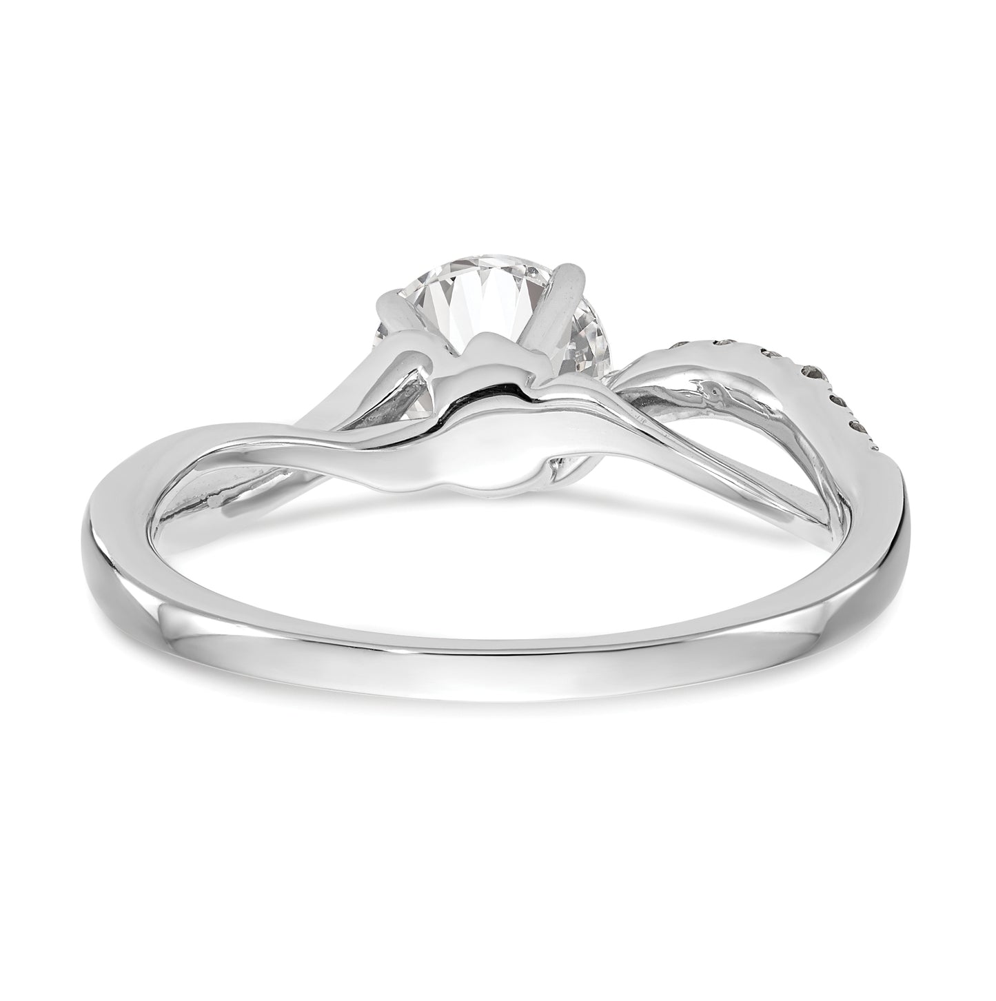 14k White Gold Criss-Cross Peg Set 1/6 carat Diamond Semi-mount Engagement Ring, 1.7 to 2.7 mm (tapered)