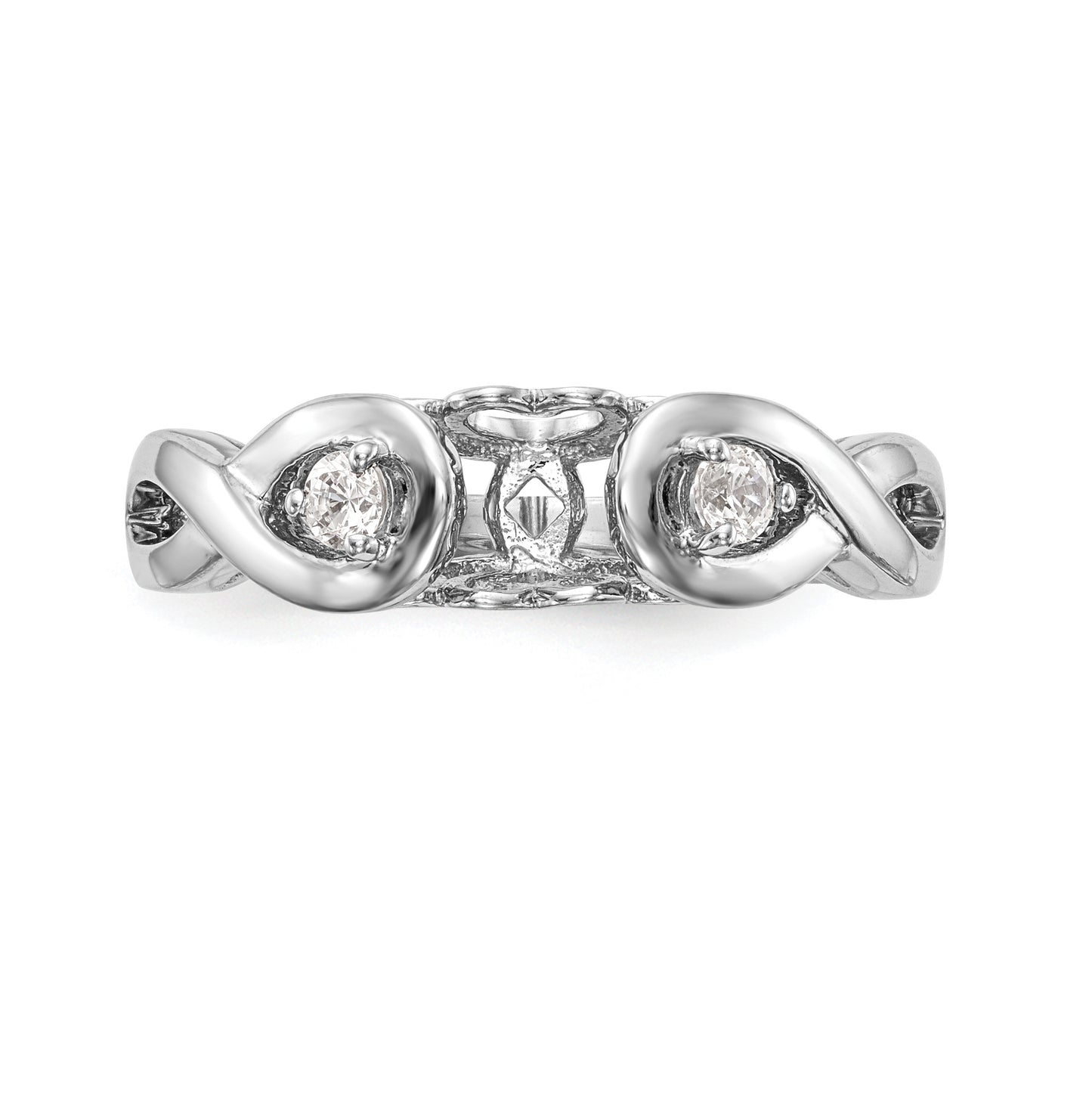 14k White Gold Infinity Peg Set 1/10 carat Diamond Semi-mount Engagement Ring