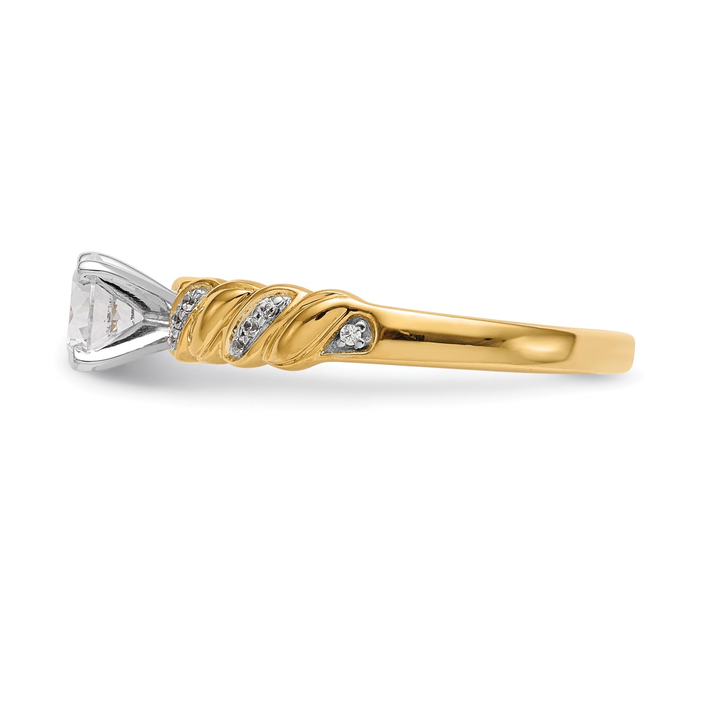 14K Yellow Gold Twist Peg Set 1/20 carat Diamond Semi-mount Engagement Ring