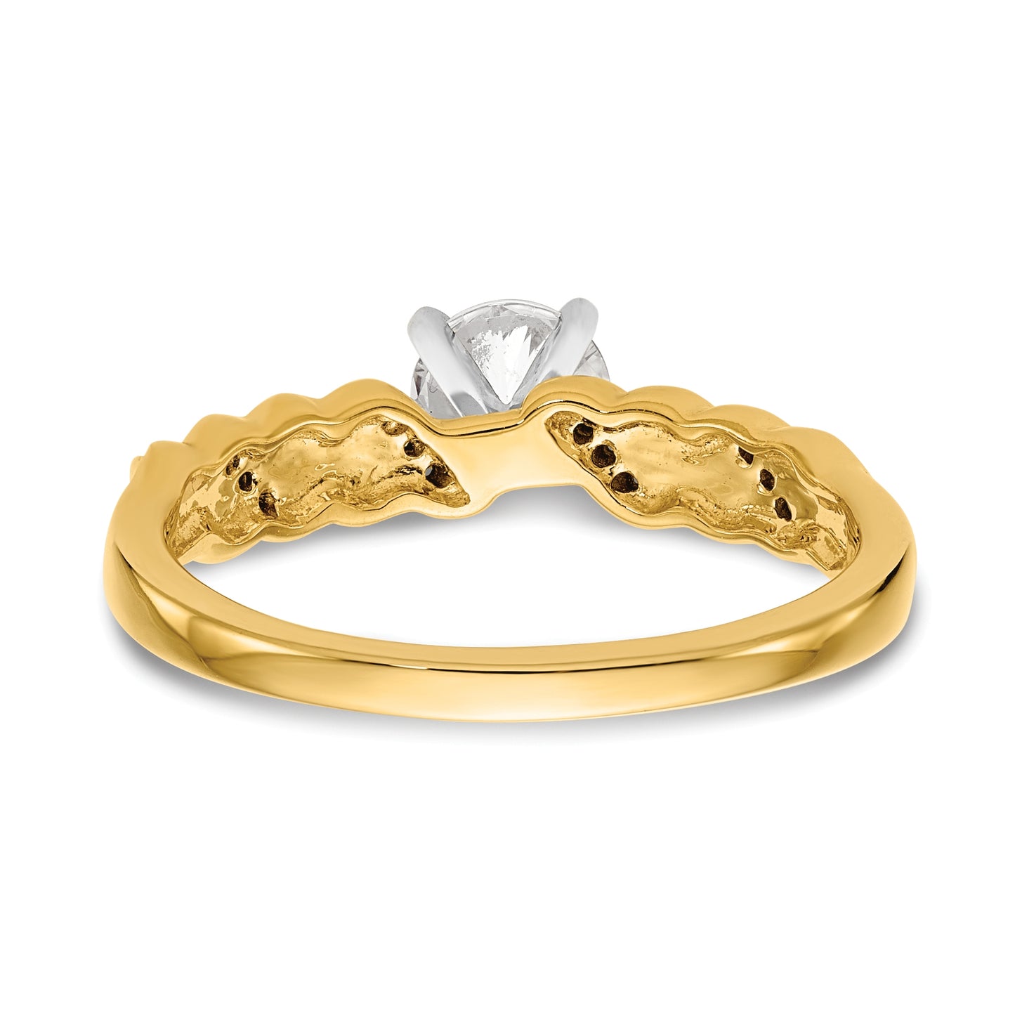 14K Yellow Gold Twist Peg Set 1/20 carat Diamond Semi-mount Engagement Ring