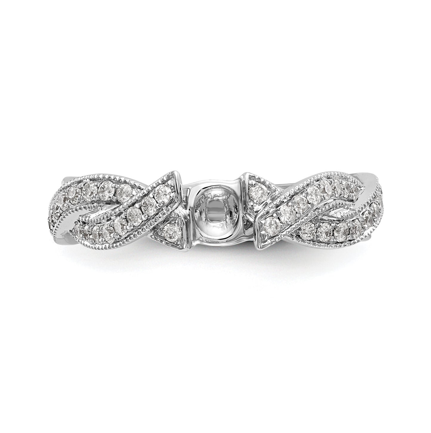 14k White Gold Criss-Cross Peg Set 3/8 carat Diamond Semi-mount Engagement Ring
