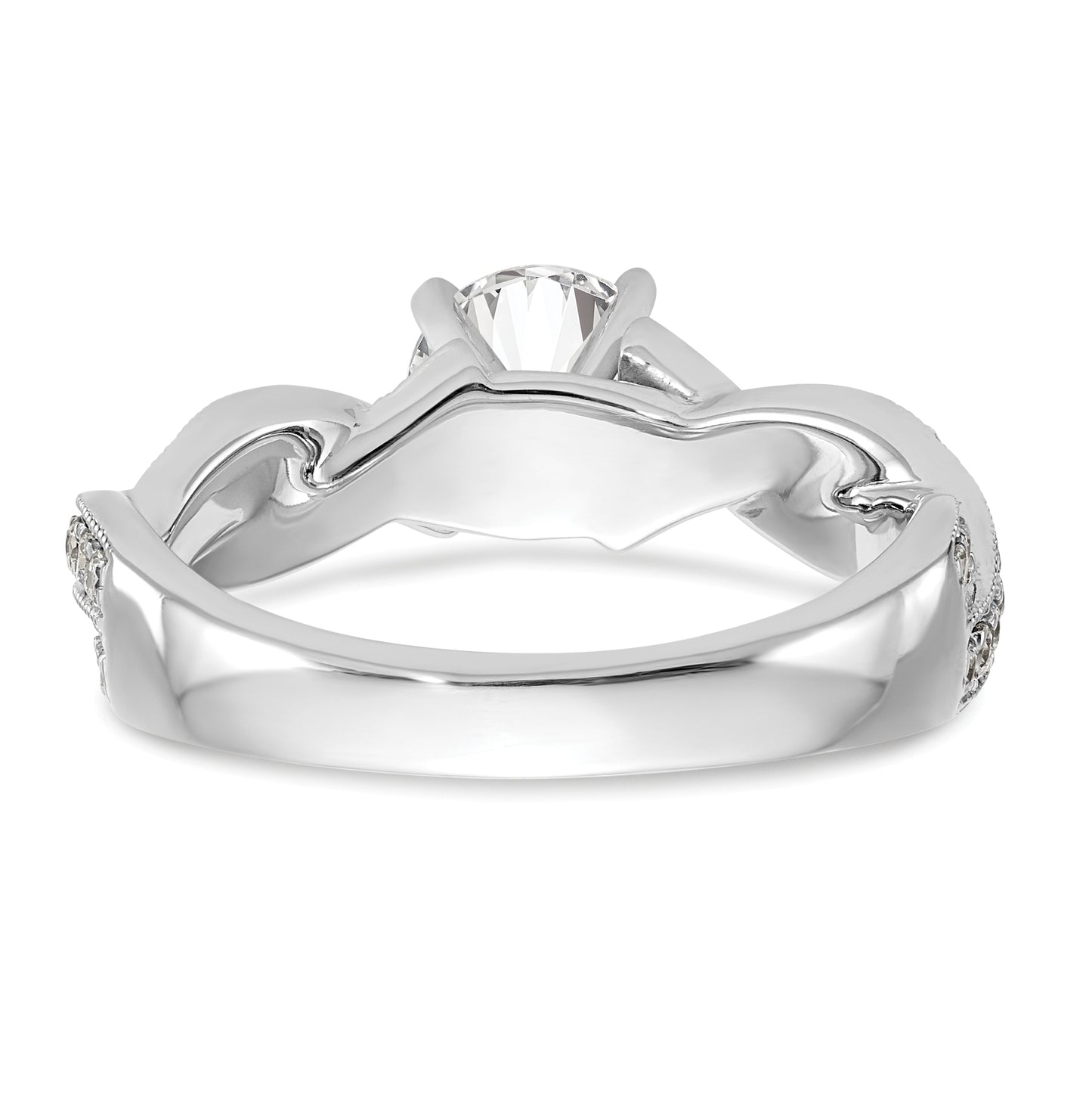 14k White Gold Criss-Cross Peg Set 3/8 carat Diamond Semi-mount Engagement Ring