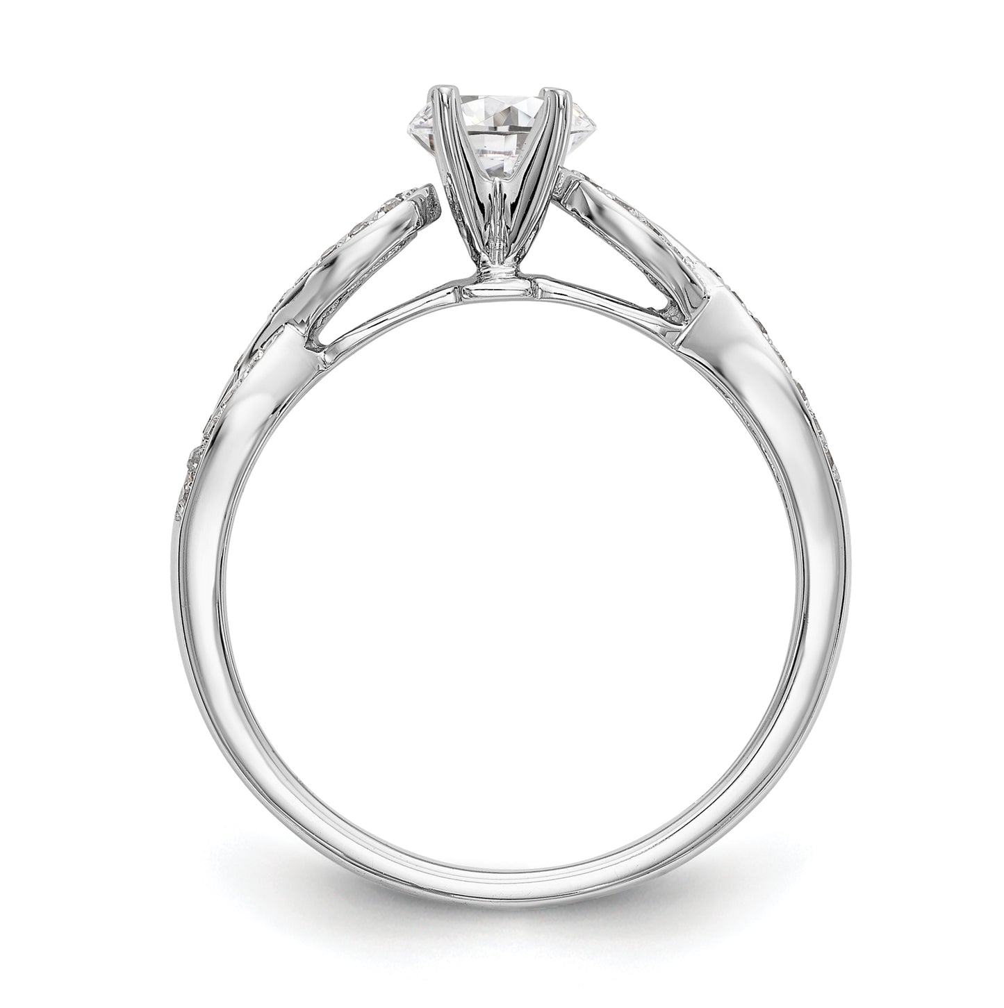 14k White Gold Criss-Cross Peg Set 1/8 carat Diamond Semi-mount Engagement Ring