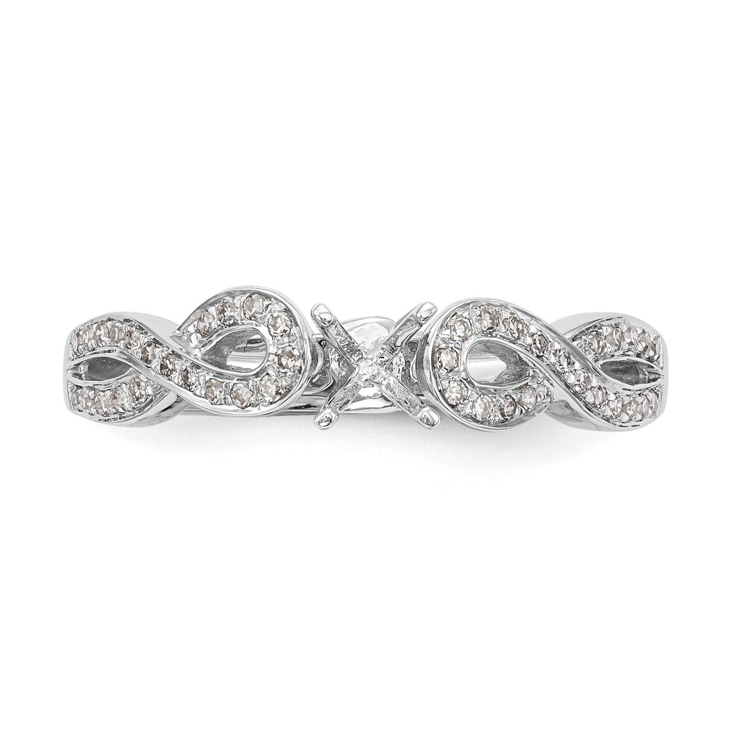 14k White Gold Criss-Cross Peg Set 1/8 carat Diamond Semi-mount Engagement Ring