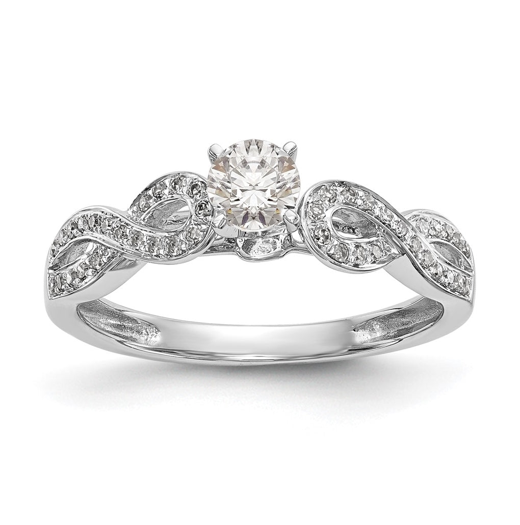 14k White Gold Criss-Cross Peg Set 1/8 carat Diamond Semi-mount Engagement Ring