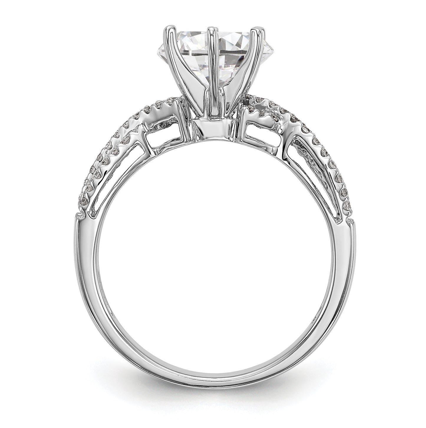 14k White Gold Criss-Cross Peg Set 1/5 carat Diamond Semi-mount Engagement Ring
