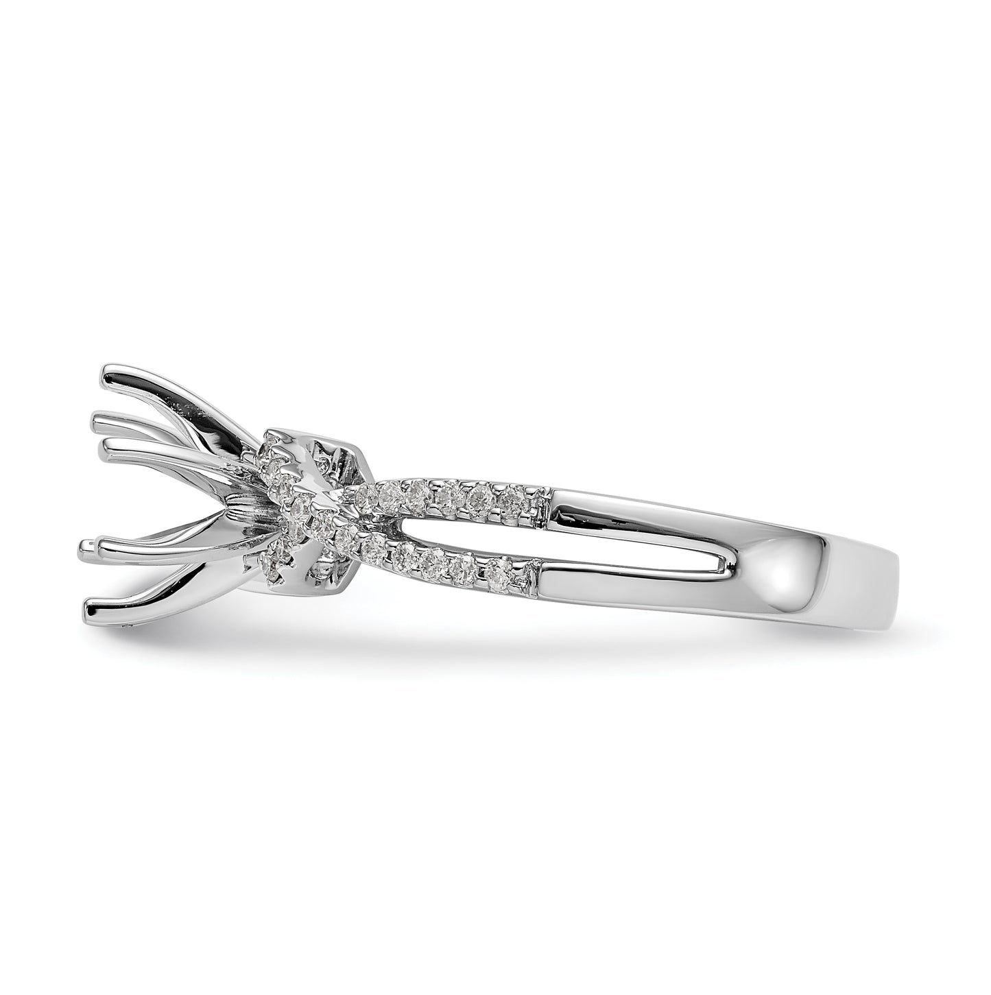 14k White Gold Criss-Cross Peg Set 1/5 carat Diamond Semi-mount Engagement Ring