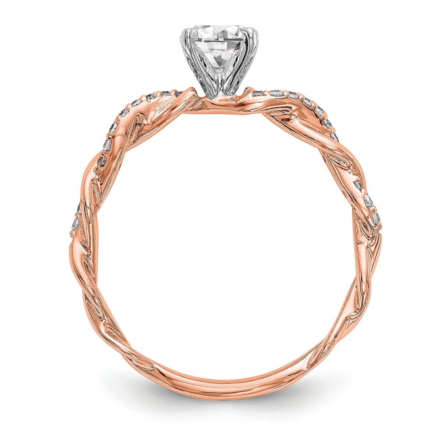 14k Rose Gold Criss-Cross Peg Set 1/10 carat Diamond Semi-mount Engagement Ring