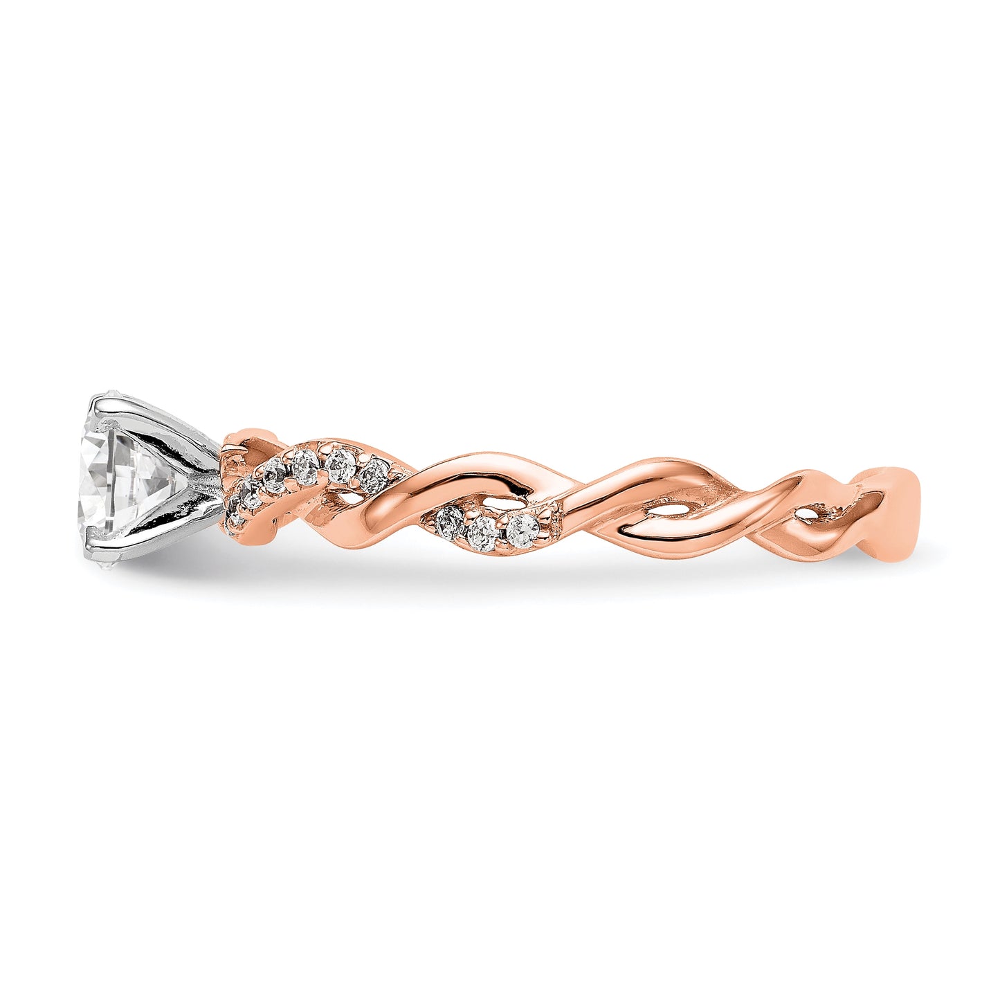 14k Rose Gold Criss-Cross Peg Set 1/10 carat Diamond Semi-mount Engagement Ring