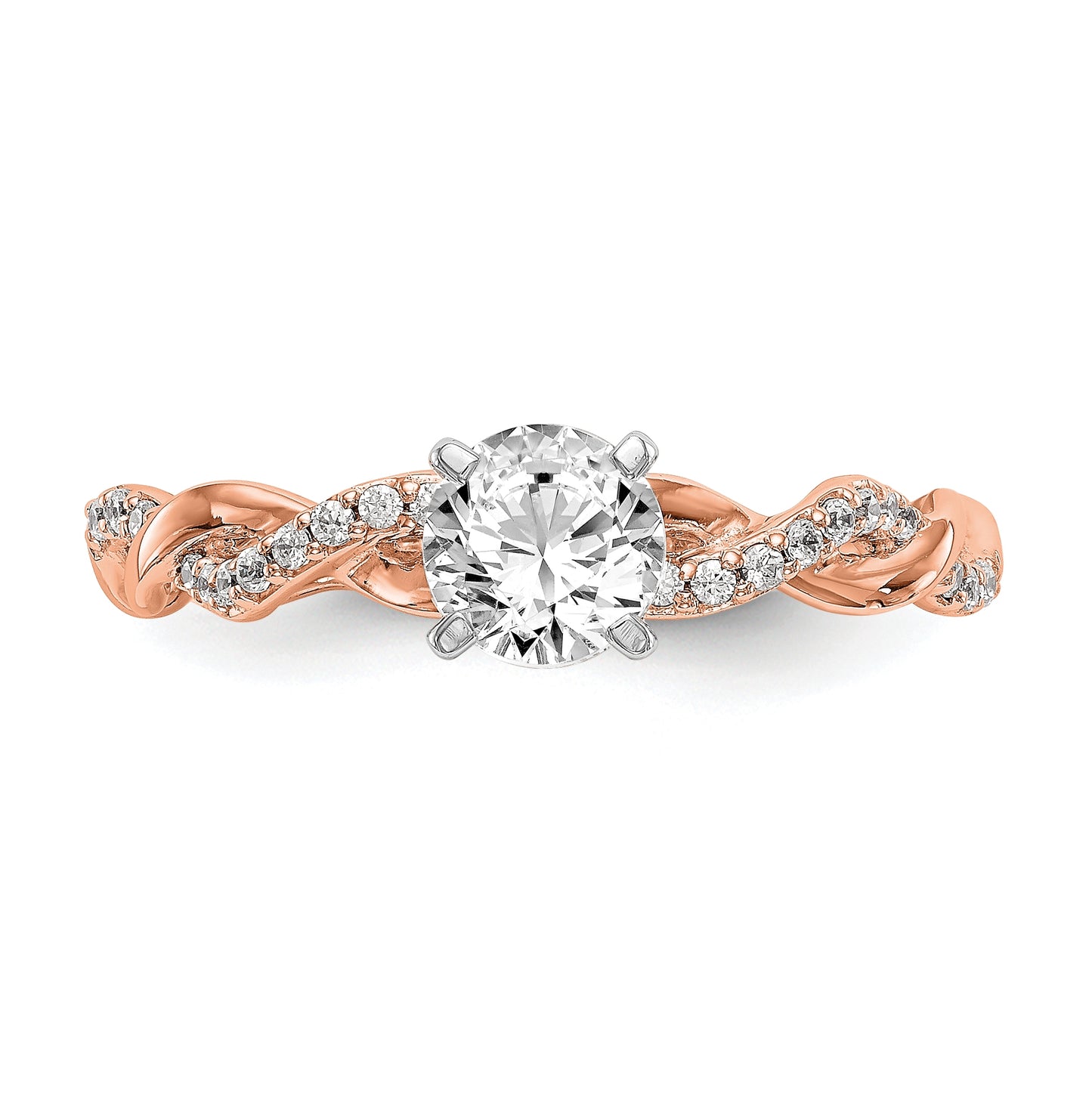 14k Rose Gold Criss-Cross Peg Set 1/10 carat Diamond Semi-mount Engagement Ring