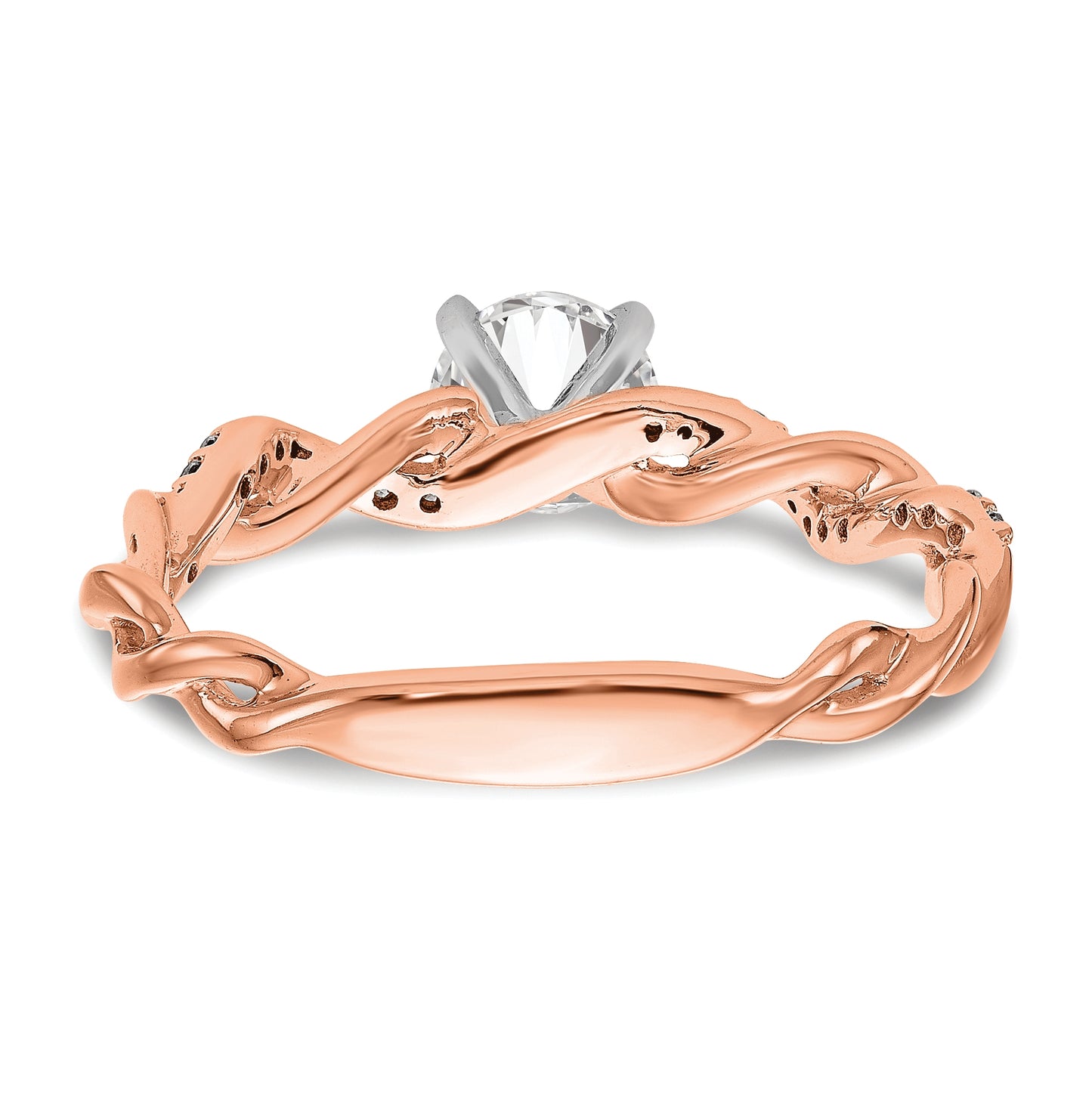 14k Rose Gold Criss-Cross Peg Set 1/10 carat Diamond Semi-mount Engagement Ring