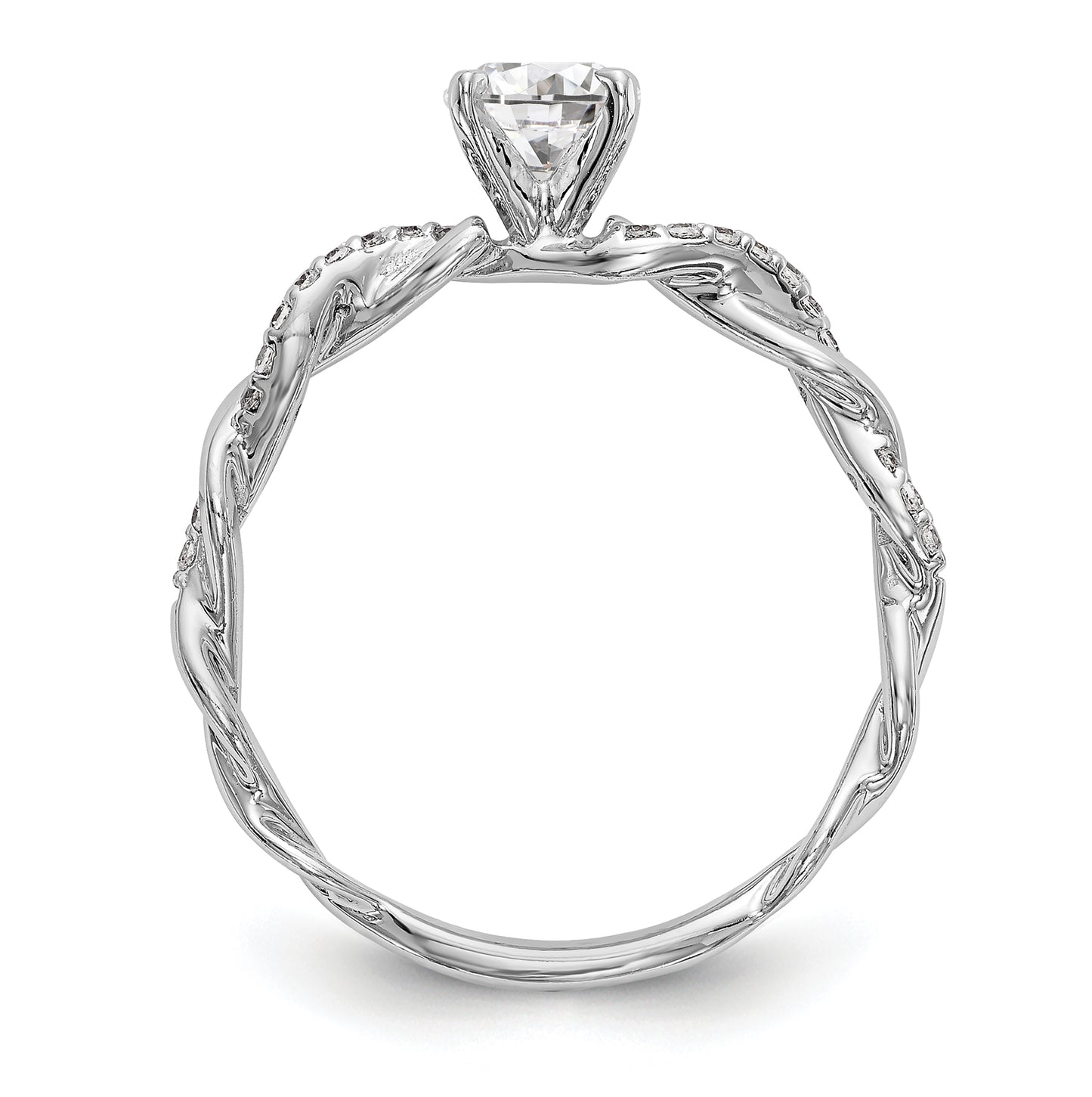 14k White Gold Criss-Cross Peg Set 1/10 carat Diamond Semi-mount Engagement Ring