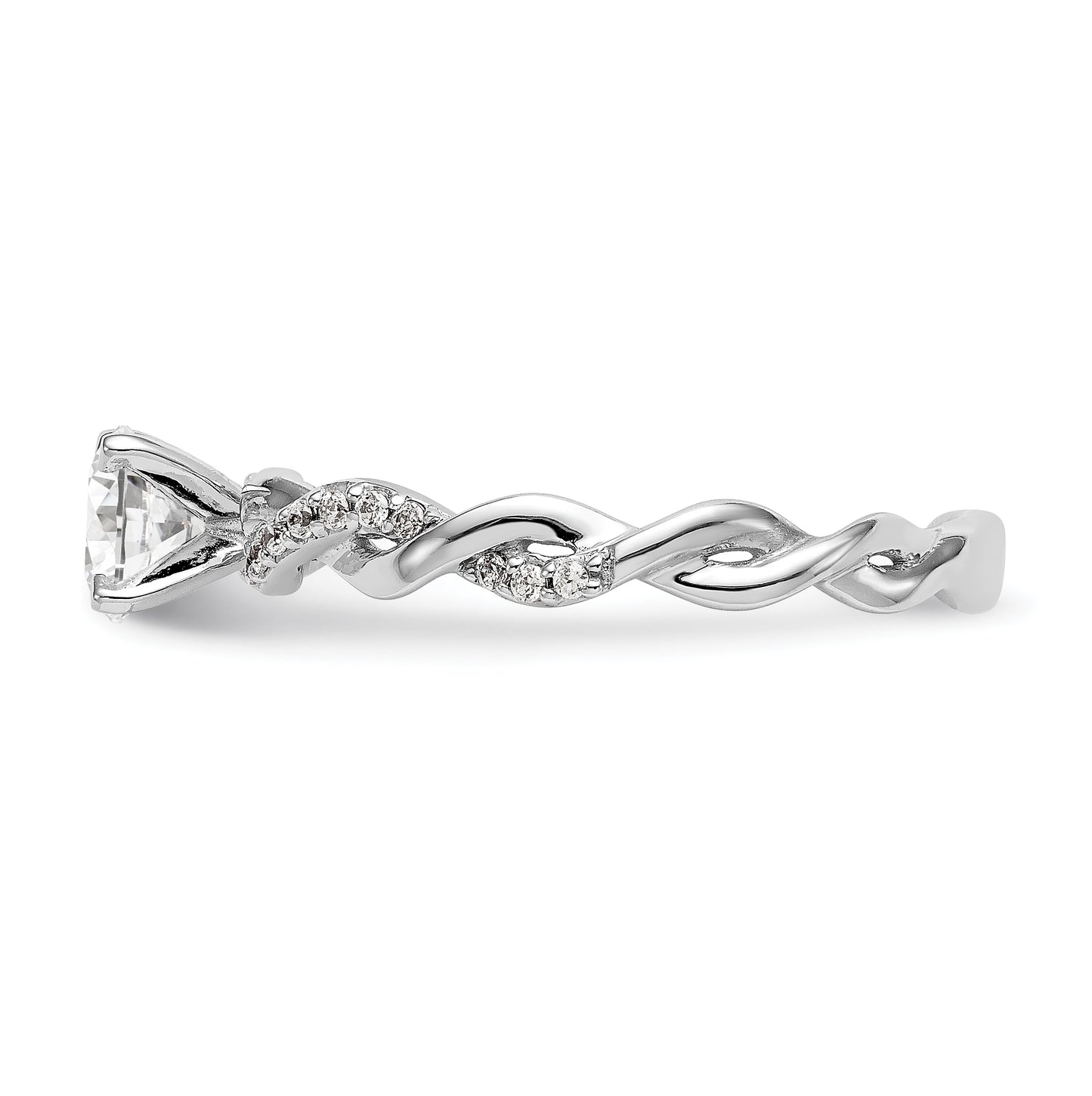 14k White Gold Criss-Cross Peg Set 1/10 carat Diamond Semi-mount Engagement Ring