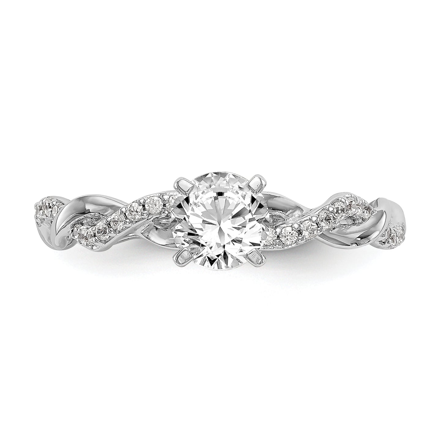 14k White Gold Criss-Cross Peg Set 1/10 carat Diamond Semi-mount Engagement Ring