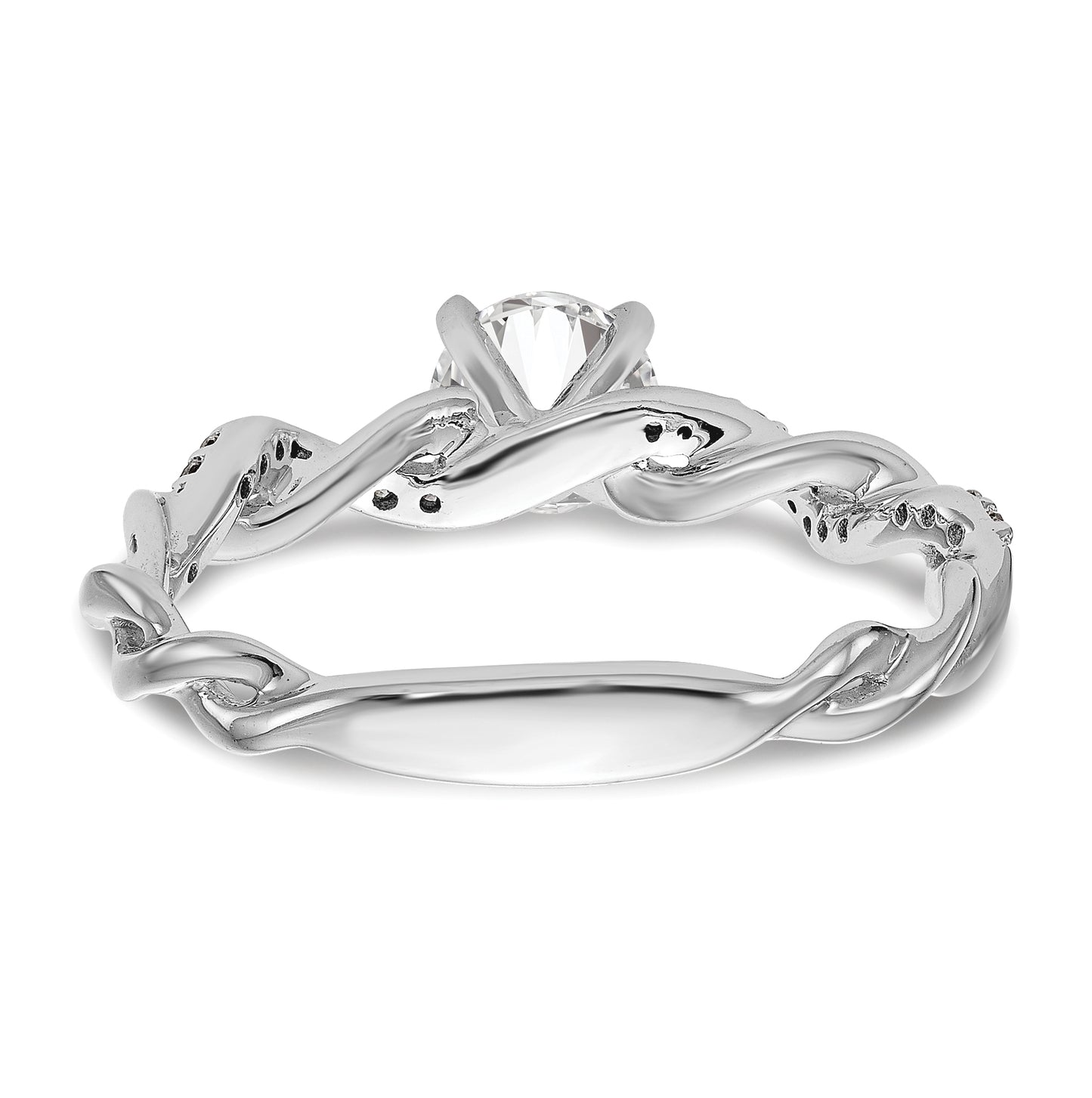 14k White Gold Criss-Cross Peg Set 1/10 carat Diamond Semi-mount Engagement Ring