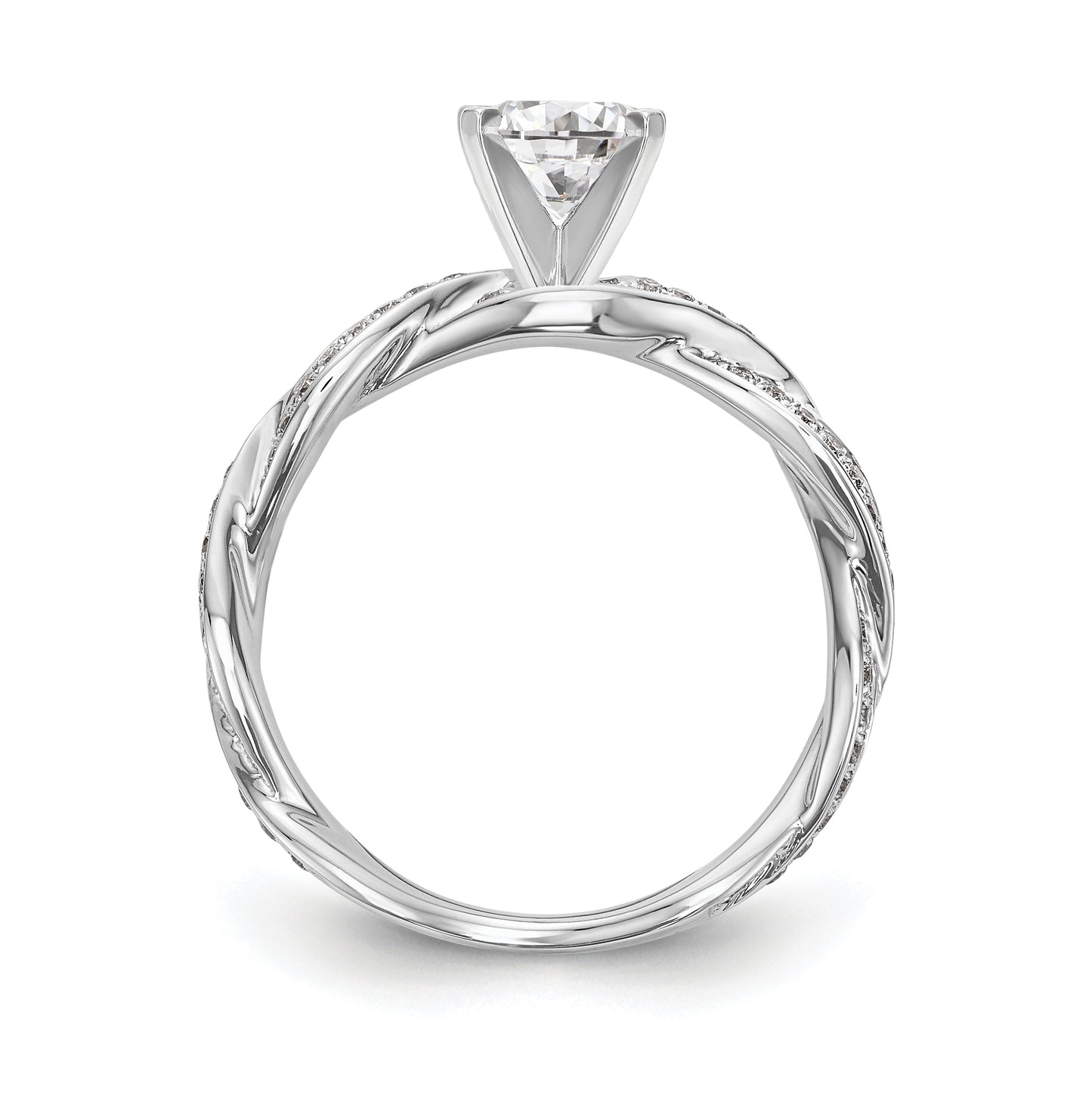 14k White Gold Peg Set Semi-mount Criss-Cross Engagement Ring