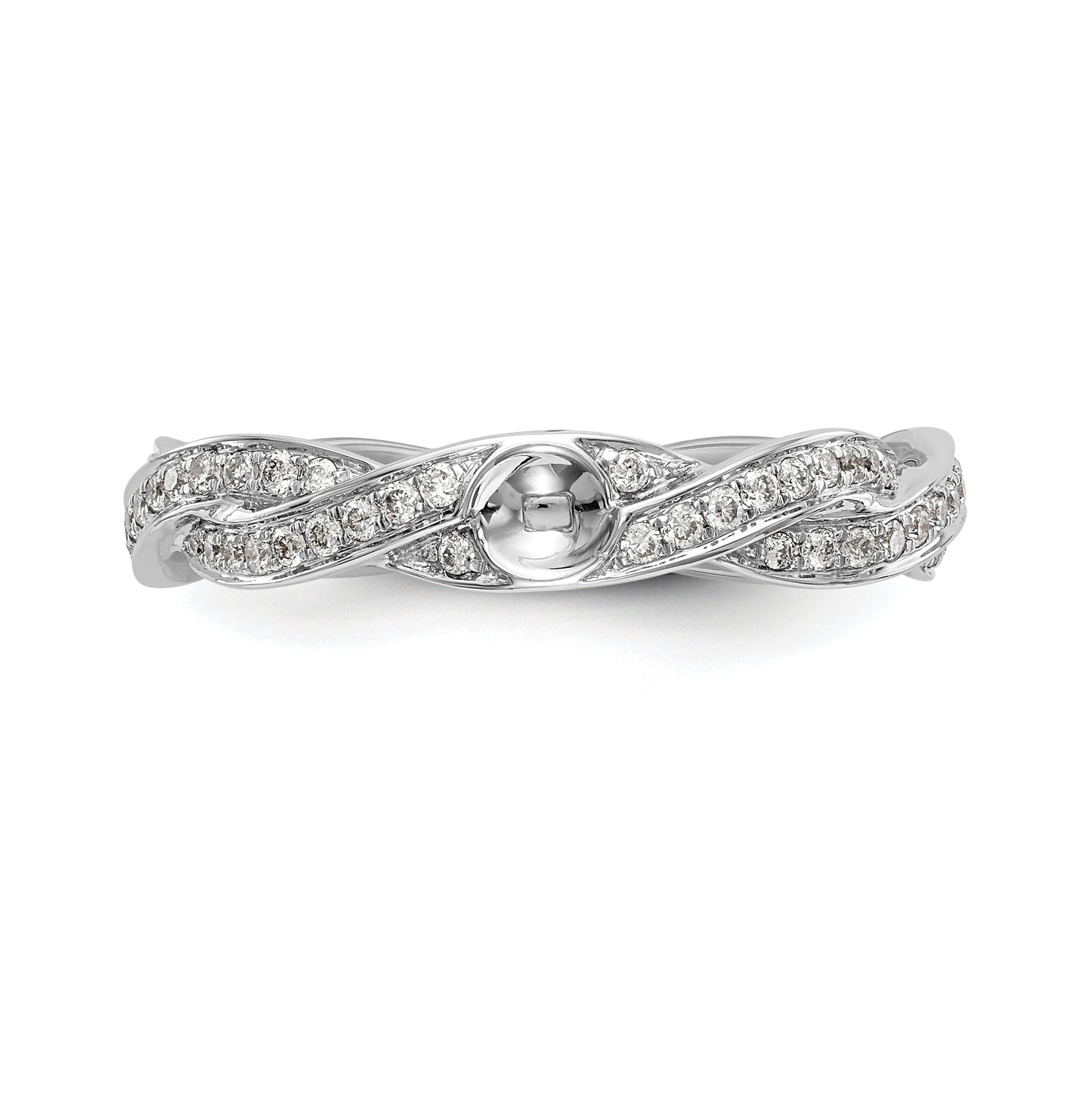 14k White Gold Peg Set Semi-mount Criss-Cross Engagement Ring