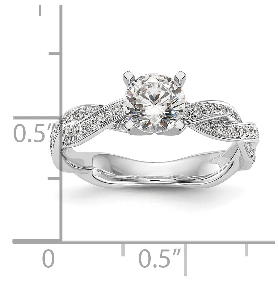 14k White Gold Peg Set Semi-mount Criss-Cross Engagement Ring