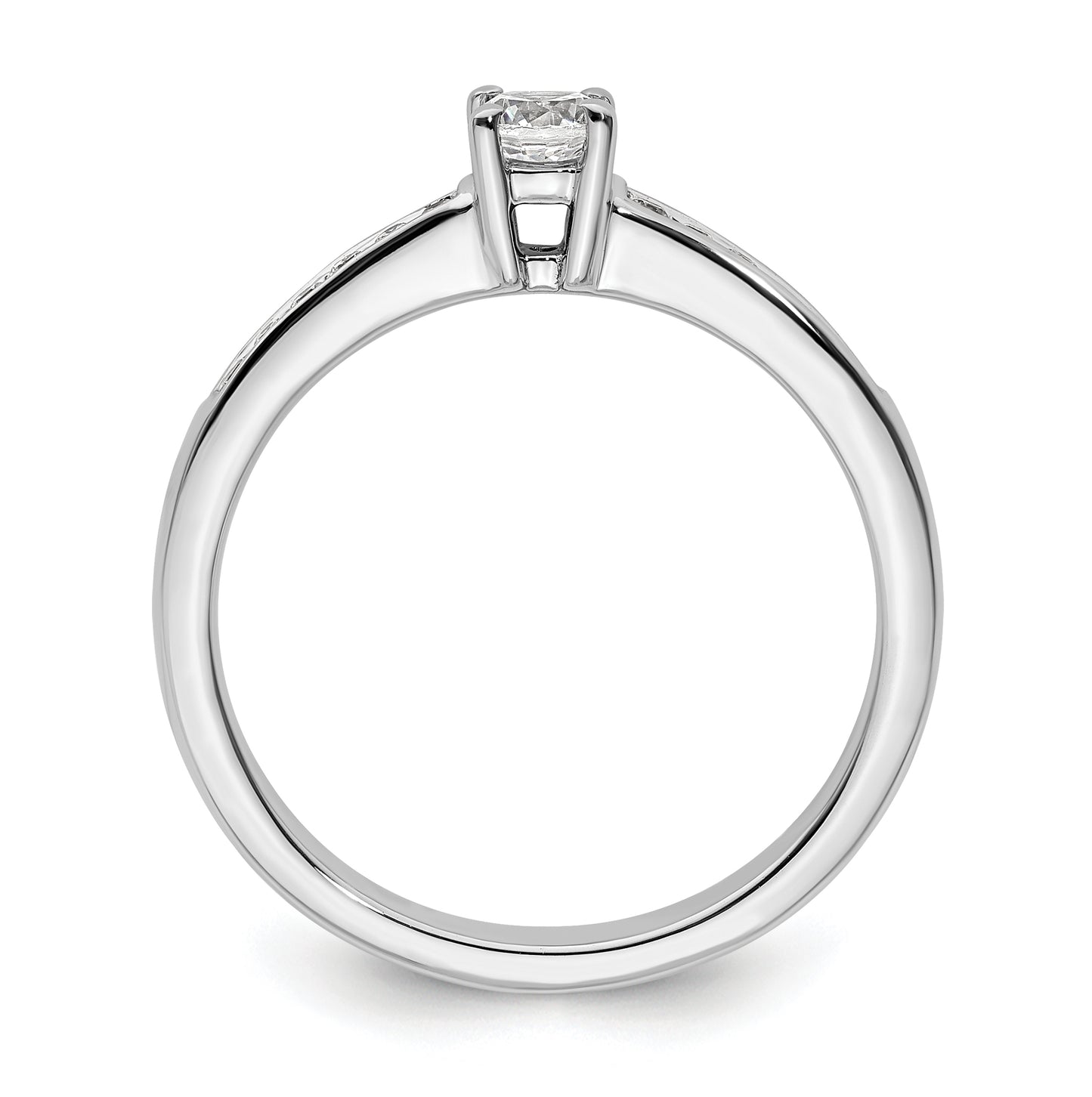 14K White Gold (Holds 1/5 carat (3.8mm) Round Center) 1/8 carat Channel-set Diamond Semi-Mount Engagement Ring