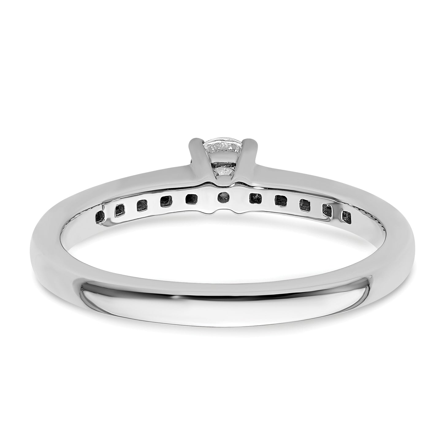 14K White Gold (Holds 1/5 carat (3.8mm) Round Center) 1/8 carat Channel-set Diamond Semi-Mount Engagement Ring