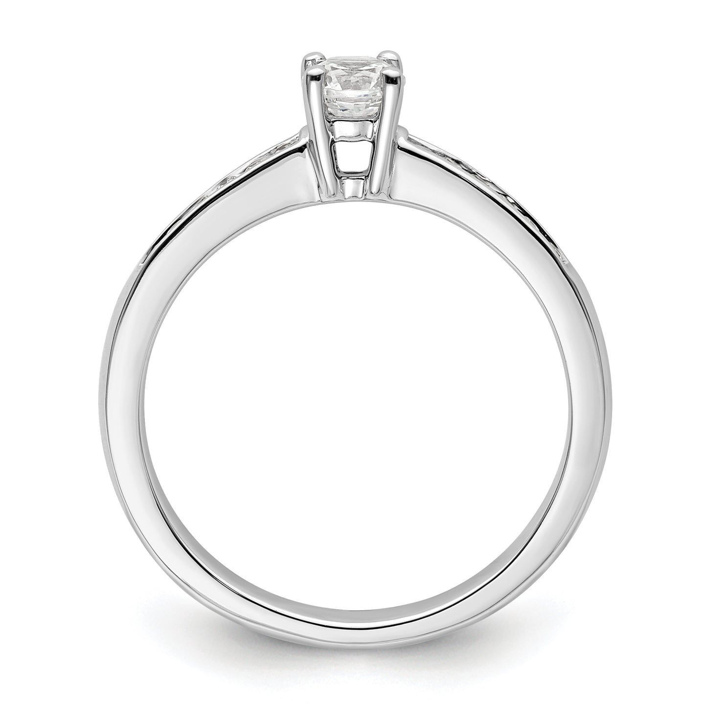 14K White Gold (Holds 1/4 carat (4.1mm) Round Center) 1/8 carat Channel-set Diamond Semi-Mount Engagement Ring