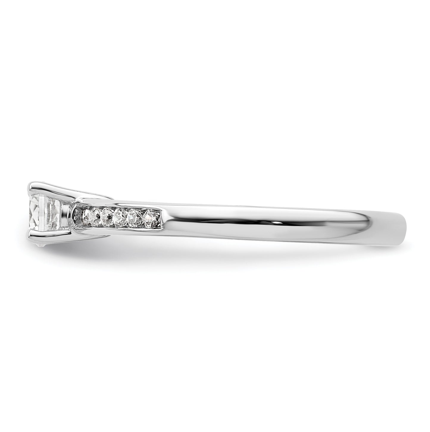14K White Gold (Holds 1/4 carat (4.1mm) Round Center) 1/8 carat Channel-set Diamond Semi-Mount Engagement Ring