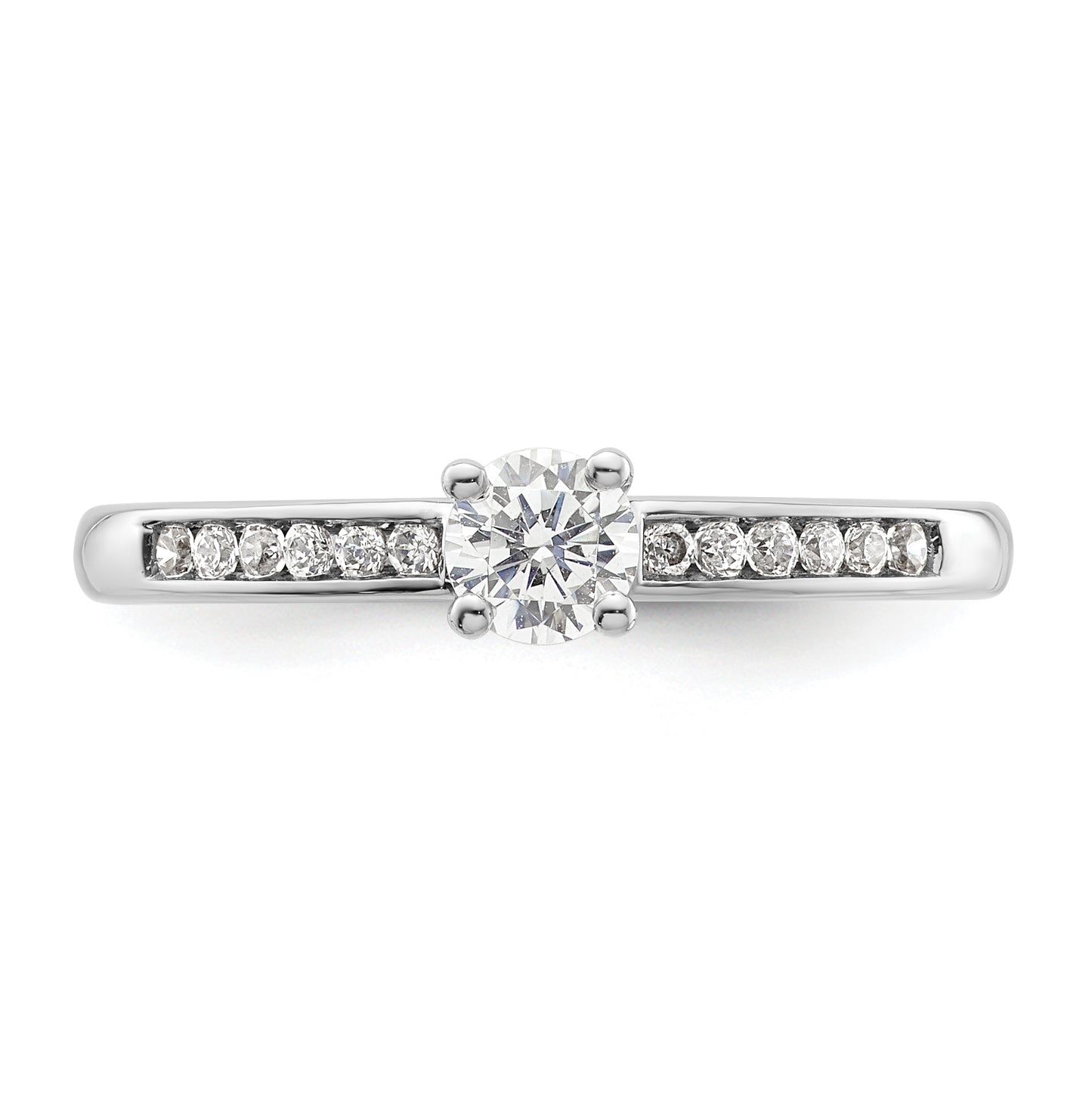 14K White Gold (Holds 1/4 carat (4.1mm) Round Center) 1/8 carat Channel-set Diamond Semi-Mount Engagement Ring