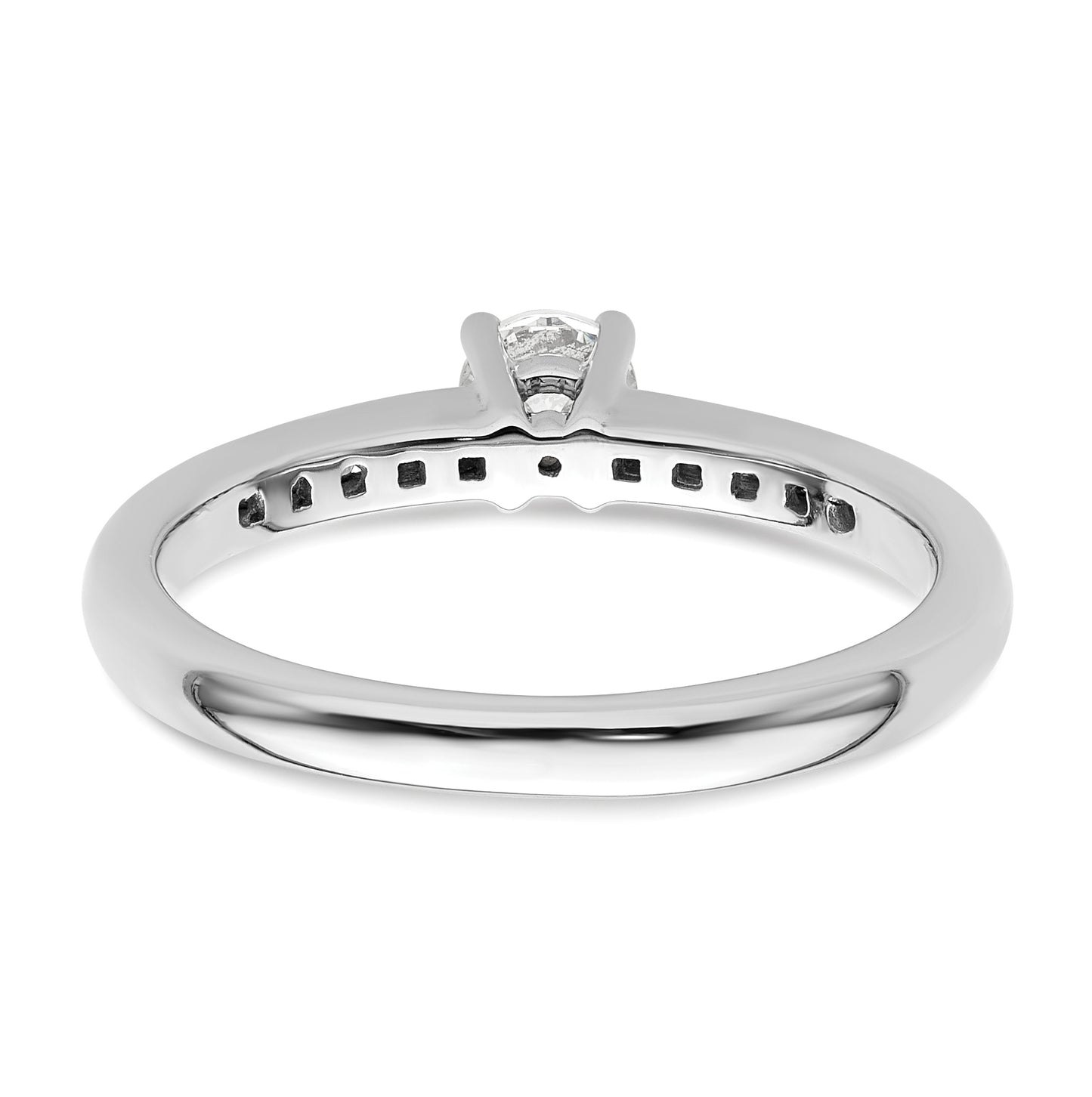 14K White Gold (Holds 1/4 carat (4.1mm) Round Center) 1/8 carat Channel-set Diamond Semi-Mount Engagement Ring