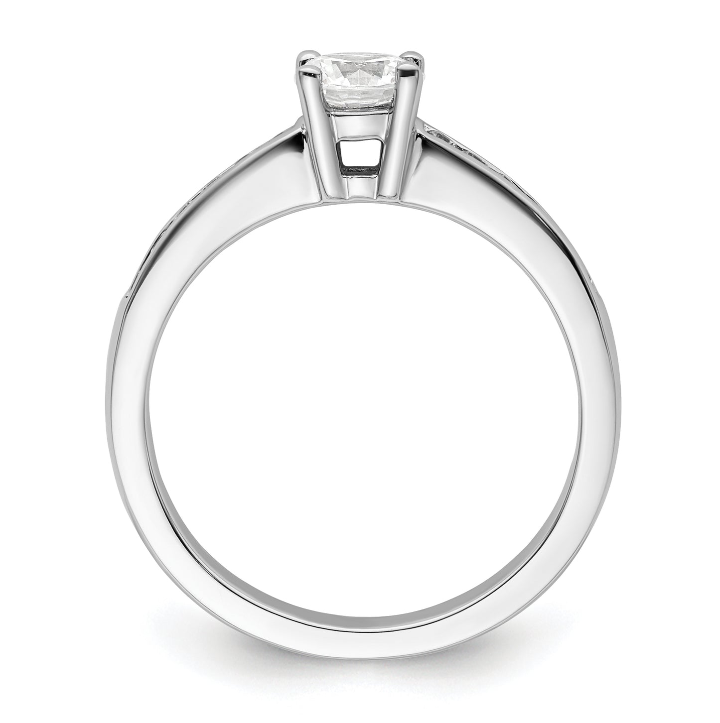 14K White Gold (Holds 1/2 carat (5.2mm) Round Center) 1/5 carat Channel-set Diamond Semi-Mount Engagement Ring