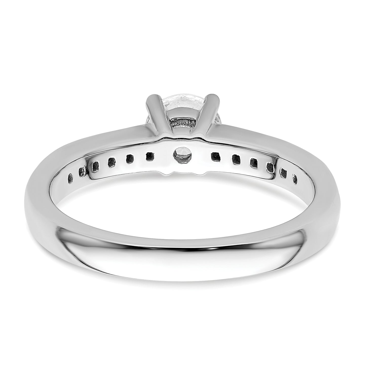 14K White Gold (Holds 1/2 carat (5.2mm) Round Center) 1/5 carat Channel-set Diamond Semi-Mount Engagement Ring