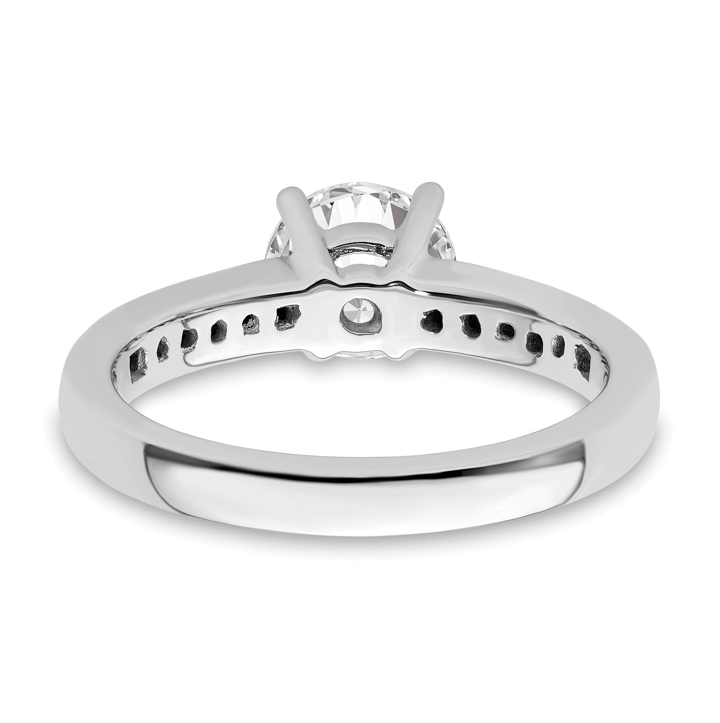 14K White Gold (Holds 3/4 carat (5.8mm) Round Center) 1/4 carat Channel-set Diamond Semi-Mount Engagement Ring