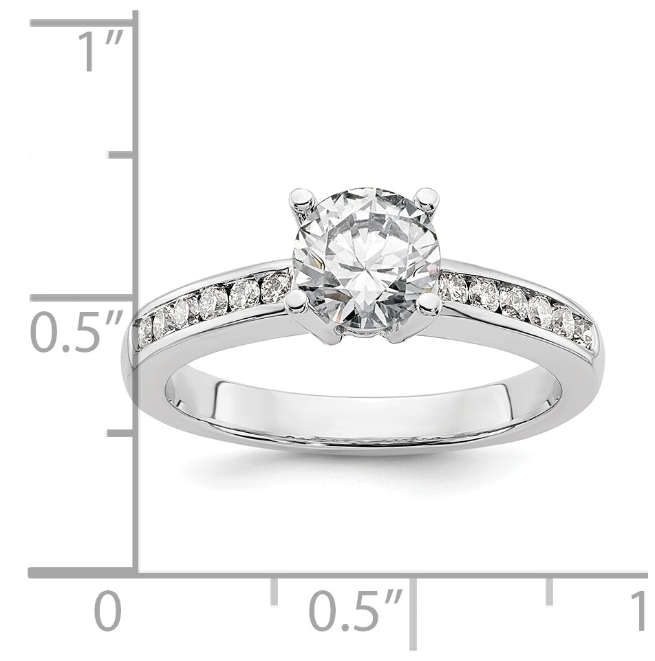 14K White Gold (Holds 3/4 carat (5.8mm) Round Center) 1/4 carat Channel-set Diamond Semi-Mount Engagement Ring