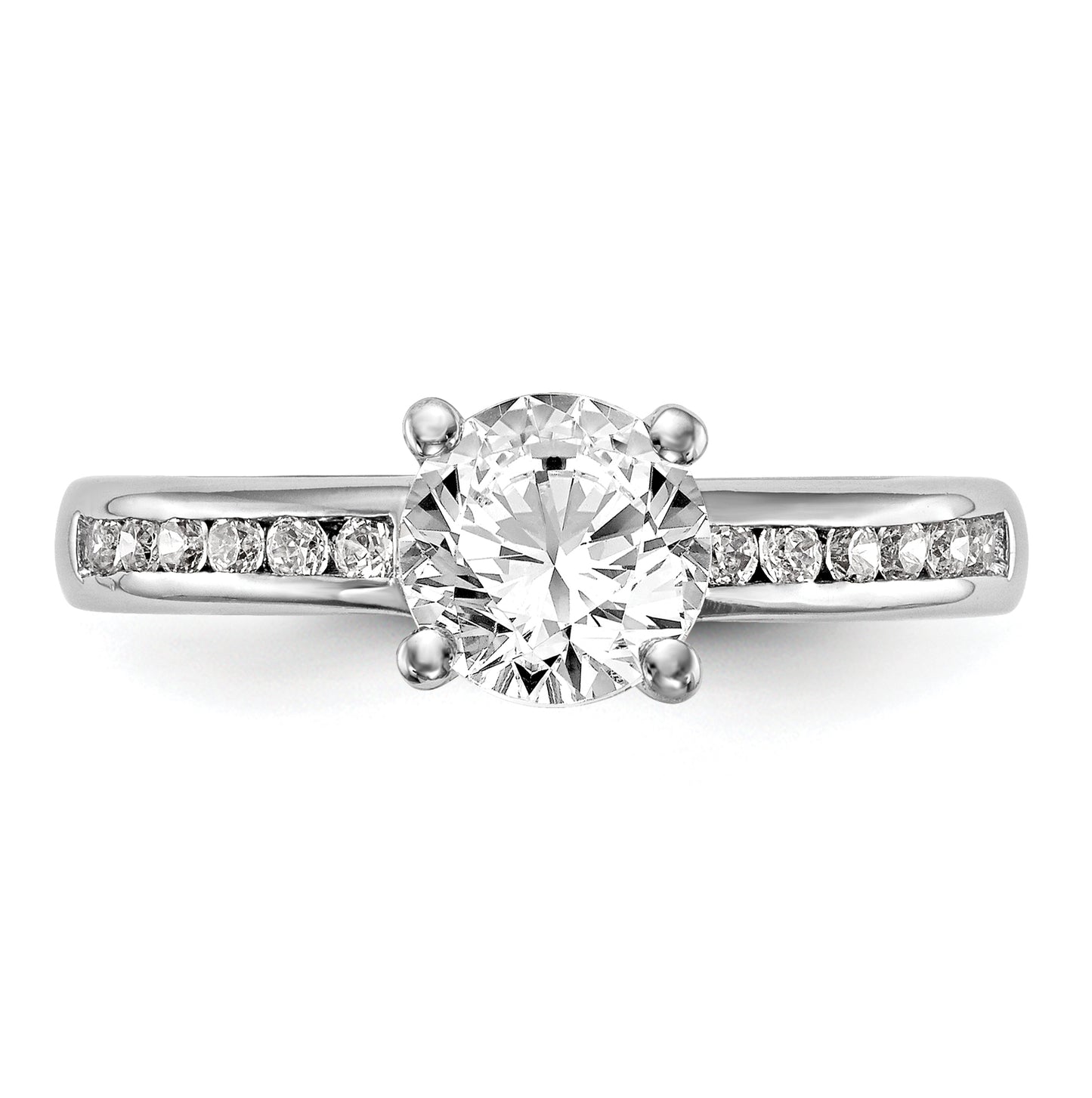 14K White Gold (Holds 1 carat (6.5mm) Round Center) 1/4 carat Channel-set Diamond Semi-Mount Engagement Ring