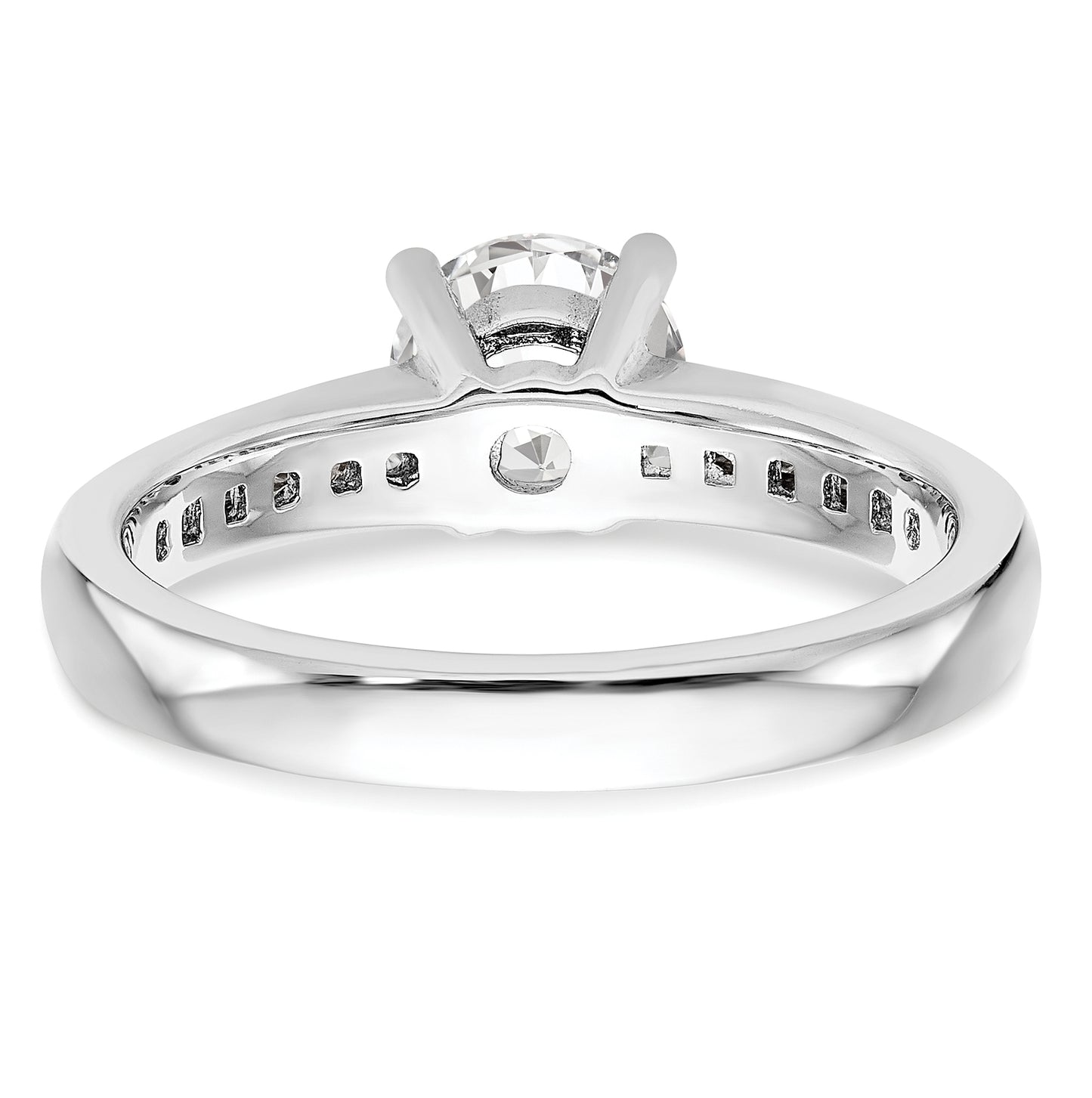 14K White Gold (Holds 1 carat (6.5mm) Round Center) 1/4 carat Channel-set Diamond Semi-Mount Engagement Ring