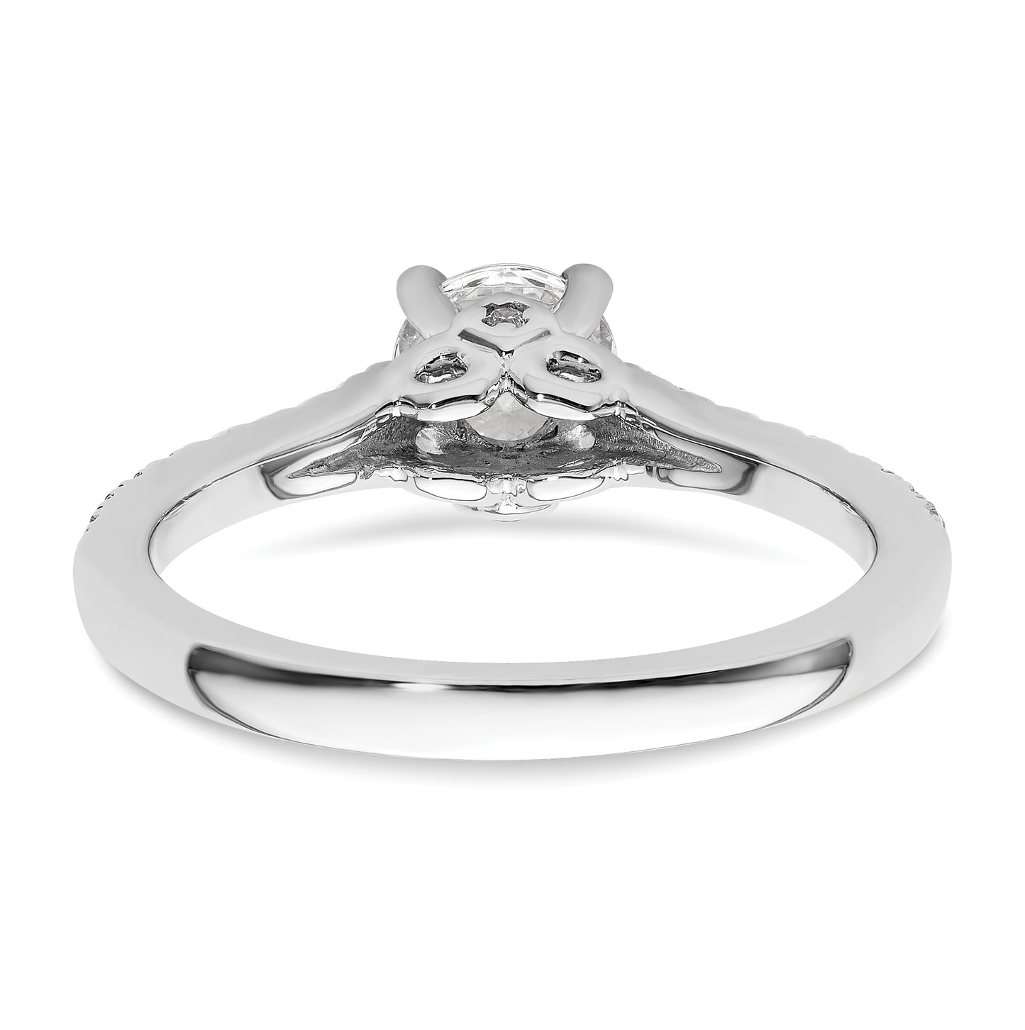 14K White Gold (Holds 3/4 carat (5.8 mm) Round Center) 1/4 carat Diamond Semi-Mount Engagement Ring
