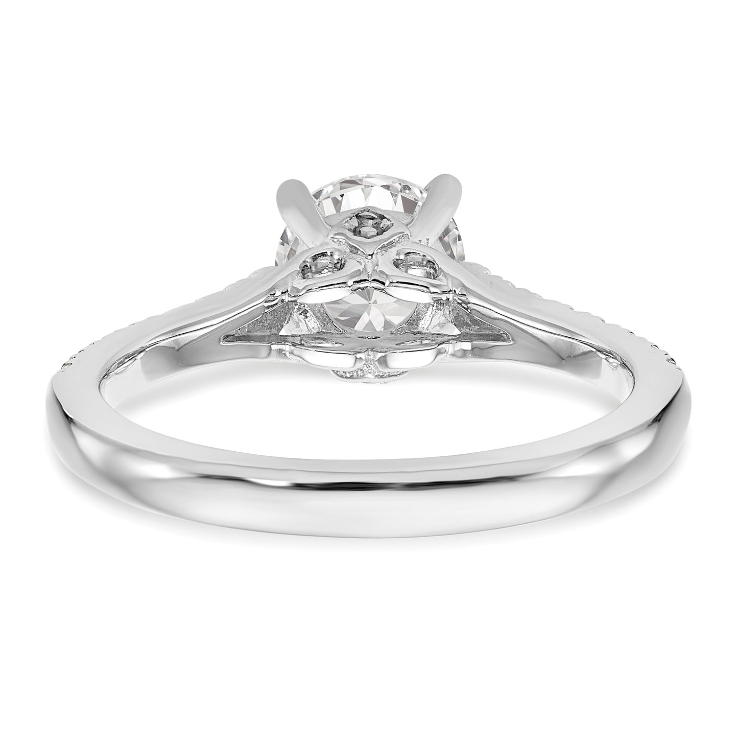 14K White Gold (Holds 1 carat (6.5mm) Round Center) 1/4 carat Diamond Semi-Mount Engagement Ring