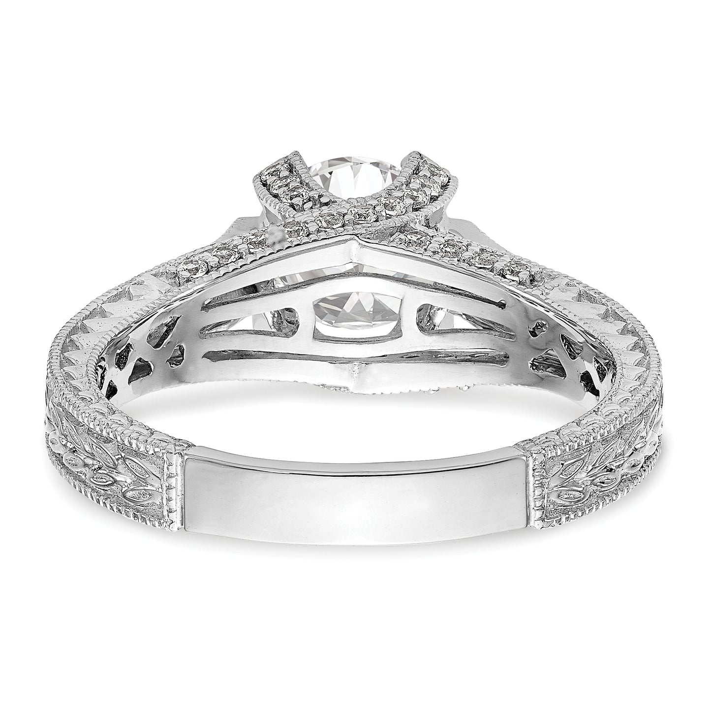 14K White Gold (Holds 1 ct (6.5mm) Round Center) 1/3 ct Diamond Semi-Mount Engagement Ring