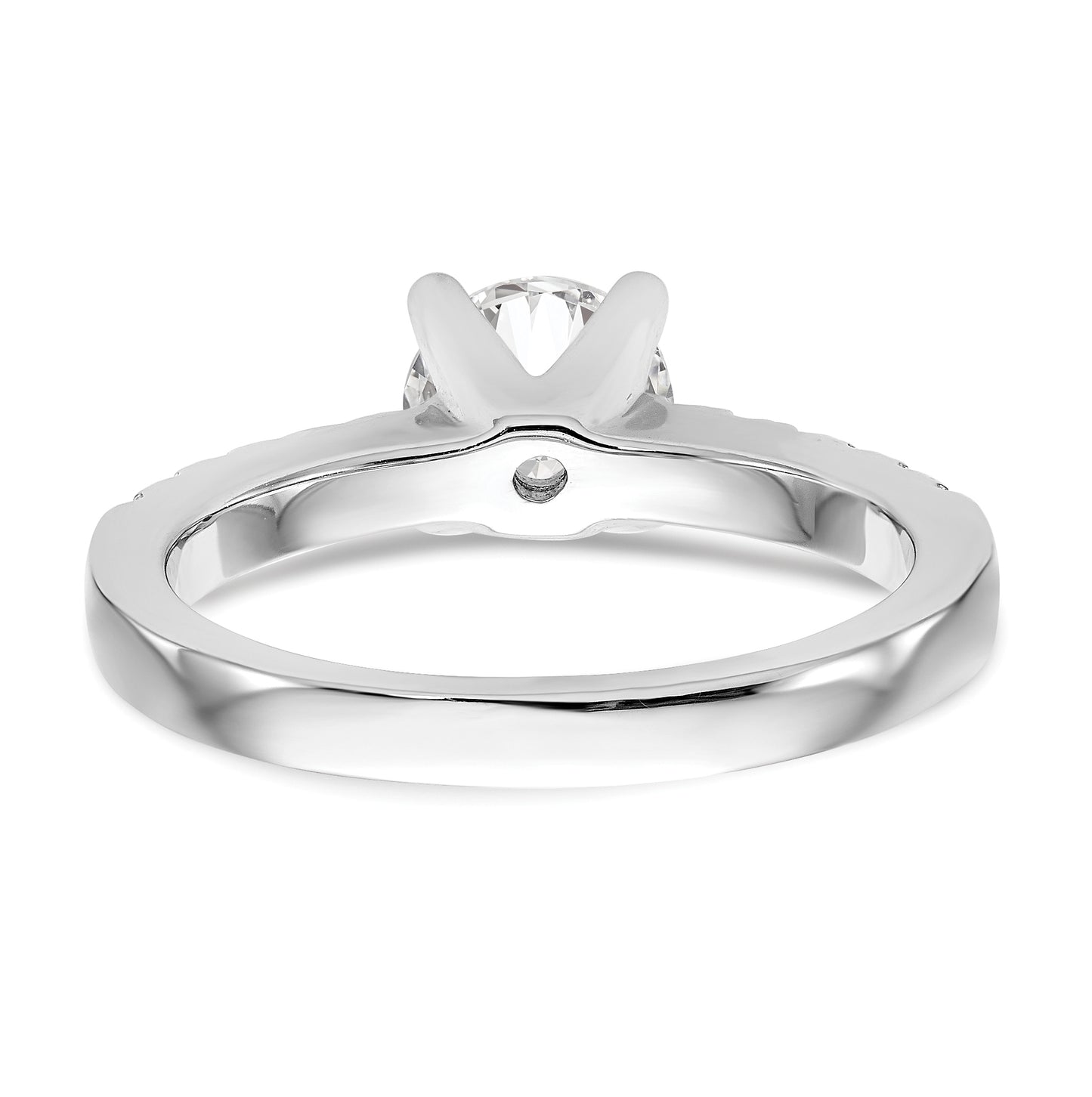 14k White Gold (Holds 1 carat (6.5mm) Round Center) 1/3 carat Diamond Semi-mount Engagement Ring