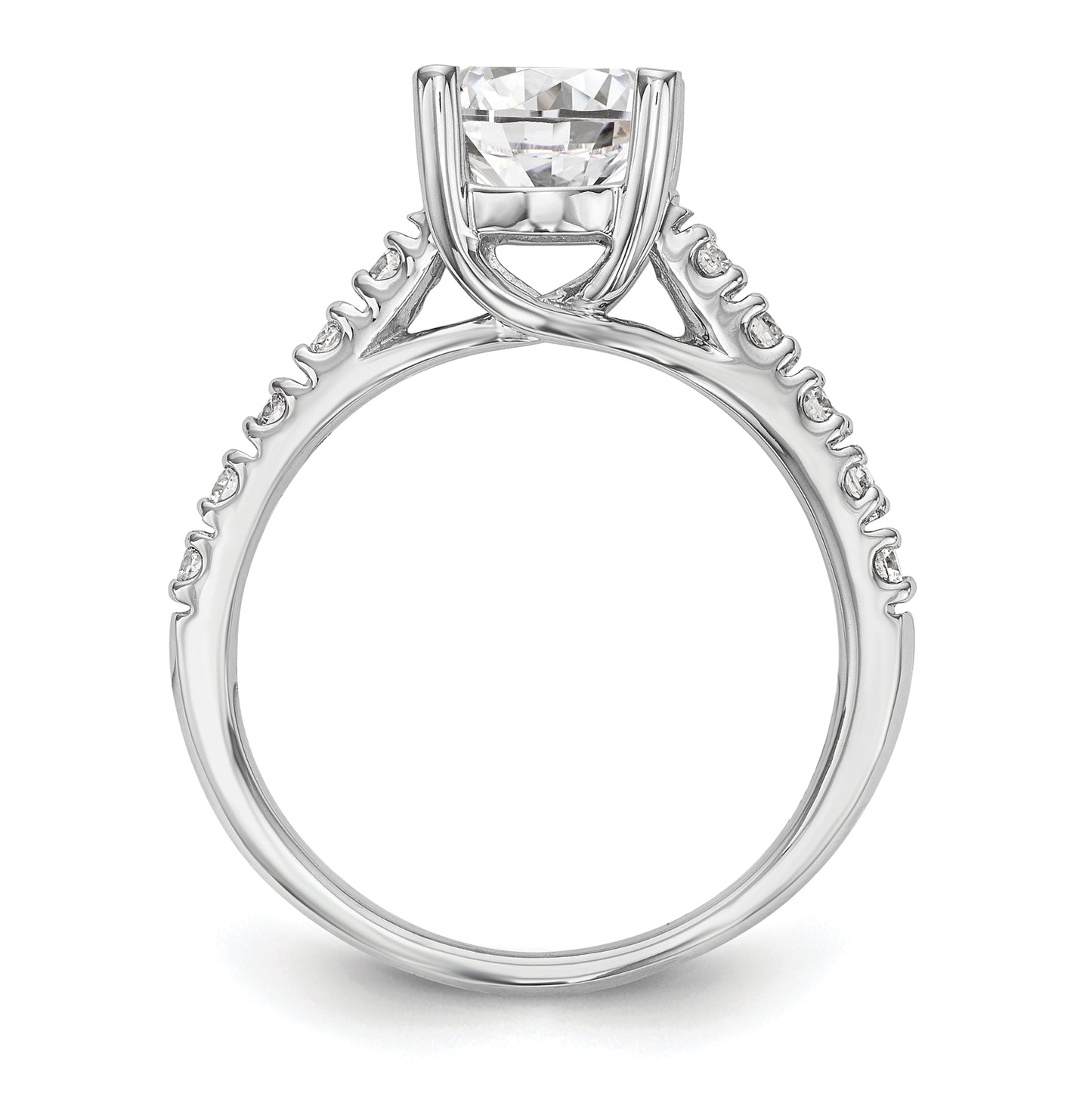 14k White Gold (Holds 1.5 carat (7.5mm) Round Center) 1/3 carat Diamond Semi-Mount Engagement Ring