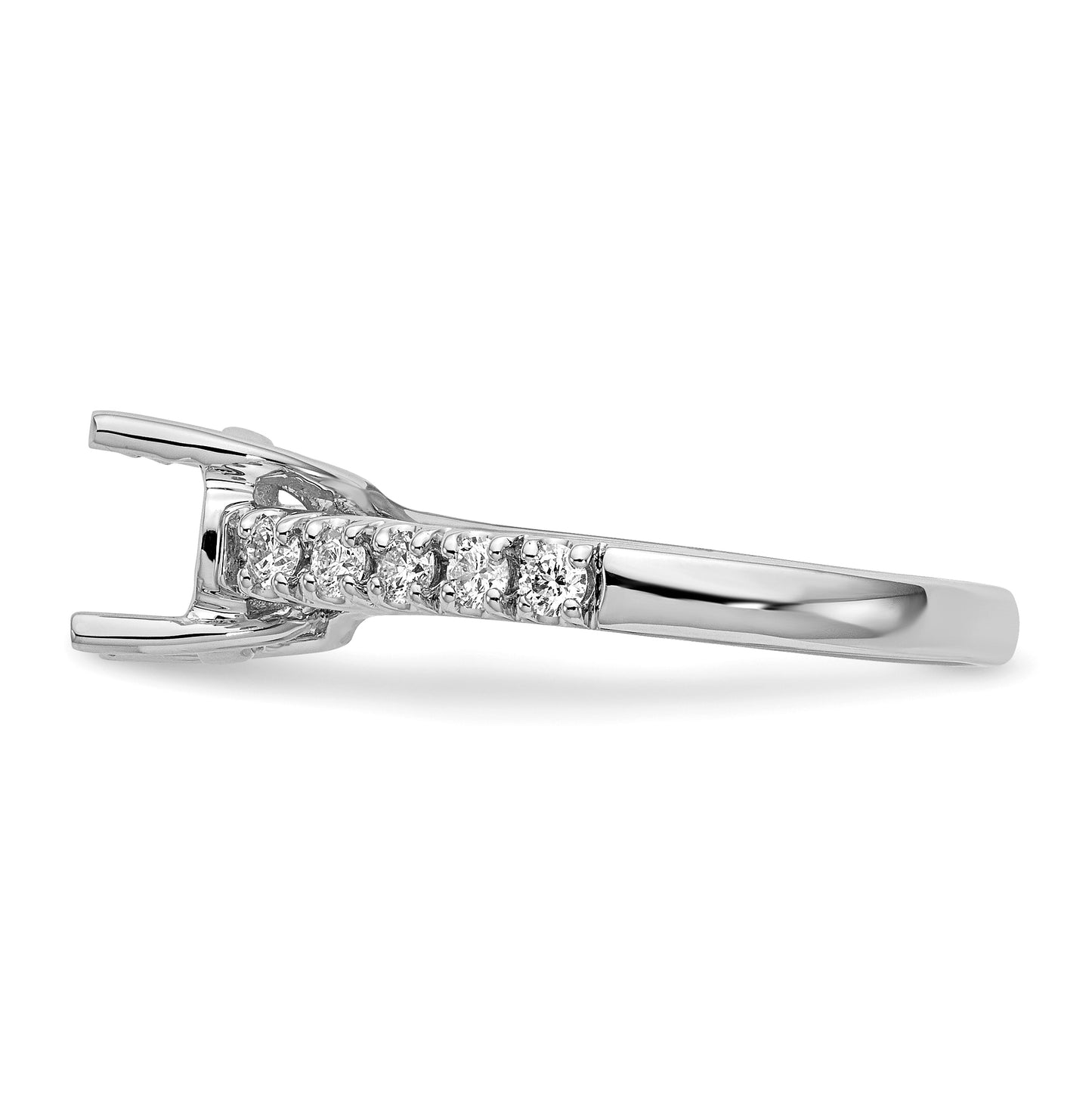 14k White Gold (Holds 1.5 carat (7.5mm) Round Center) 1/3 carat Diamond Semi-Mount Engagement Ring