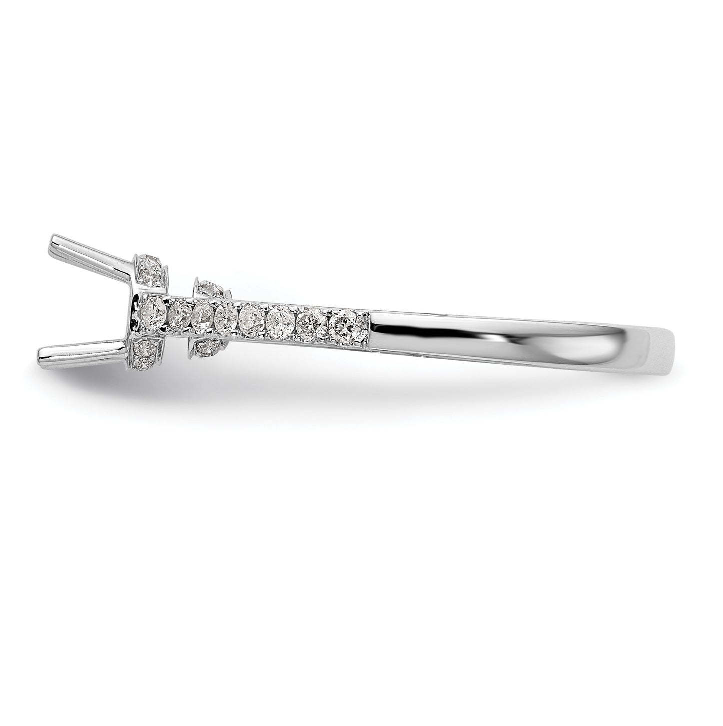 14k White Gold (Holds 1/2 carat (5.00mm) Round Center) 1/5 carat Diamond Semi-Mount Engagement Ring