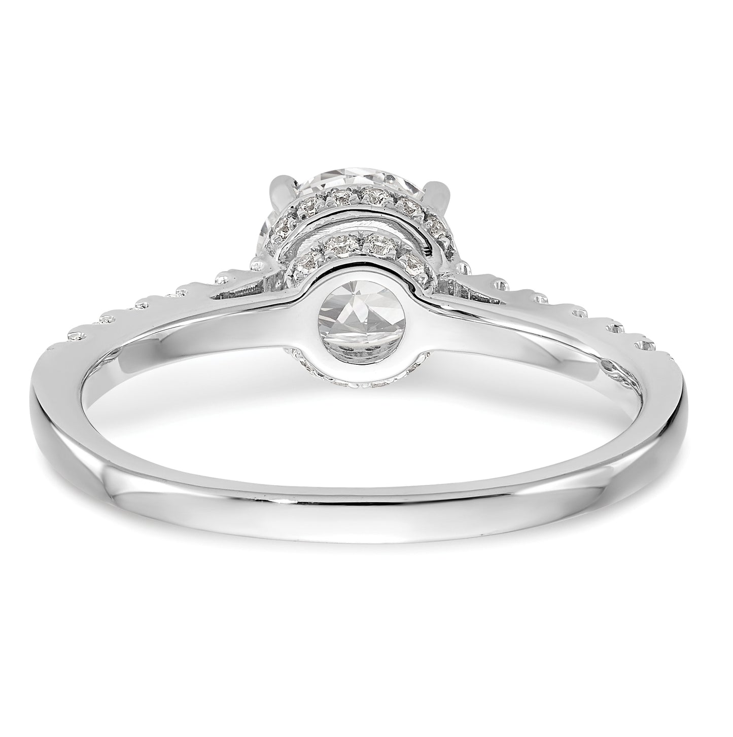 14k White Gold (Holds 1/2 carat (5.00mm) Round Center) 1/5 carat Diamond Semi-Mount Engagement Ring