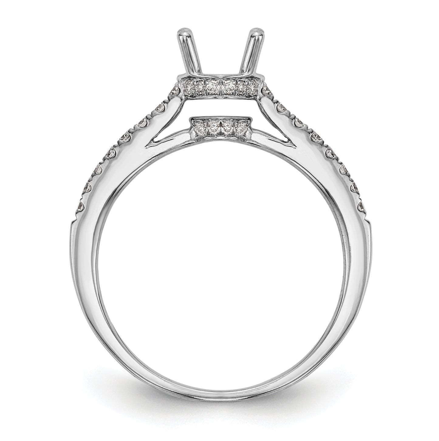 14k White Gold (Holds 3/4 carat (6.00mm) Round Center) 1/5 carat Diamond Semi-Mount Engagement Ring