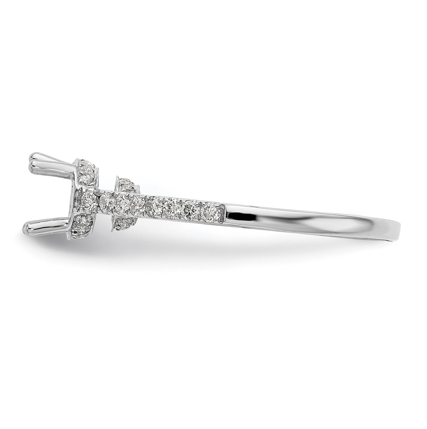 14k White Gold (Holds 3/4 carat (6.00mm) Round Center) 1/5 carat Diamond Semi-Mount Engagement Ring