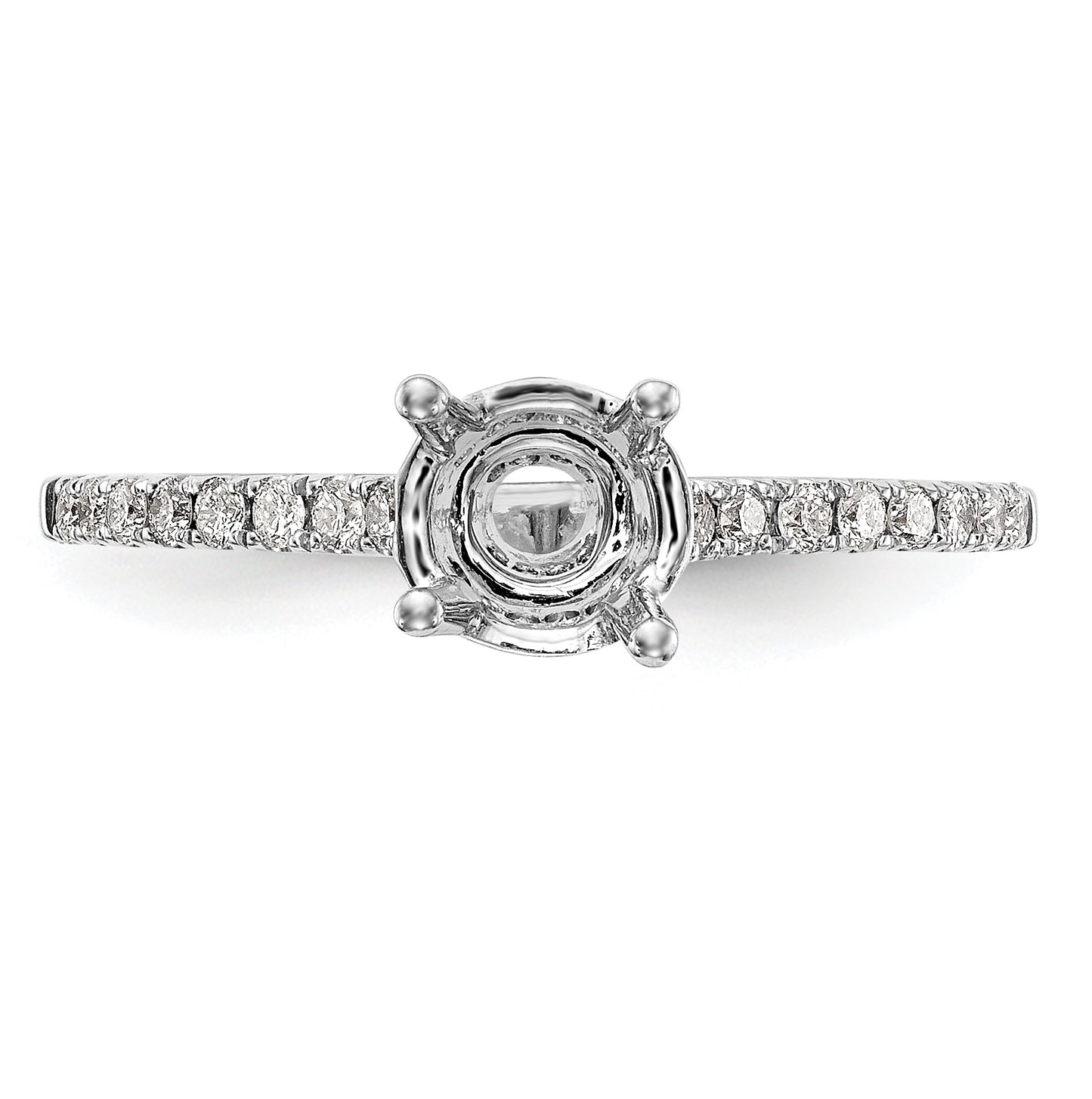 14k White Gold (Holds 3/4 carat (6.00mm) Round Center) 1/5 carat Diamond Semi-Mount Engagement Ring