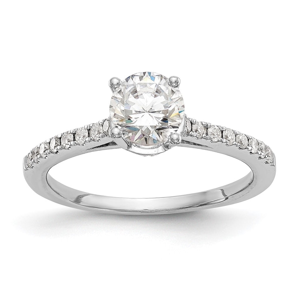 14k White Gold (Holds 3/4 carat (6.00mm) Round Center) 1/5 carat Diamond Semi-Mount Engagement Ring