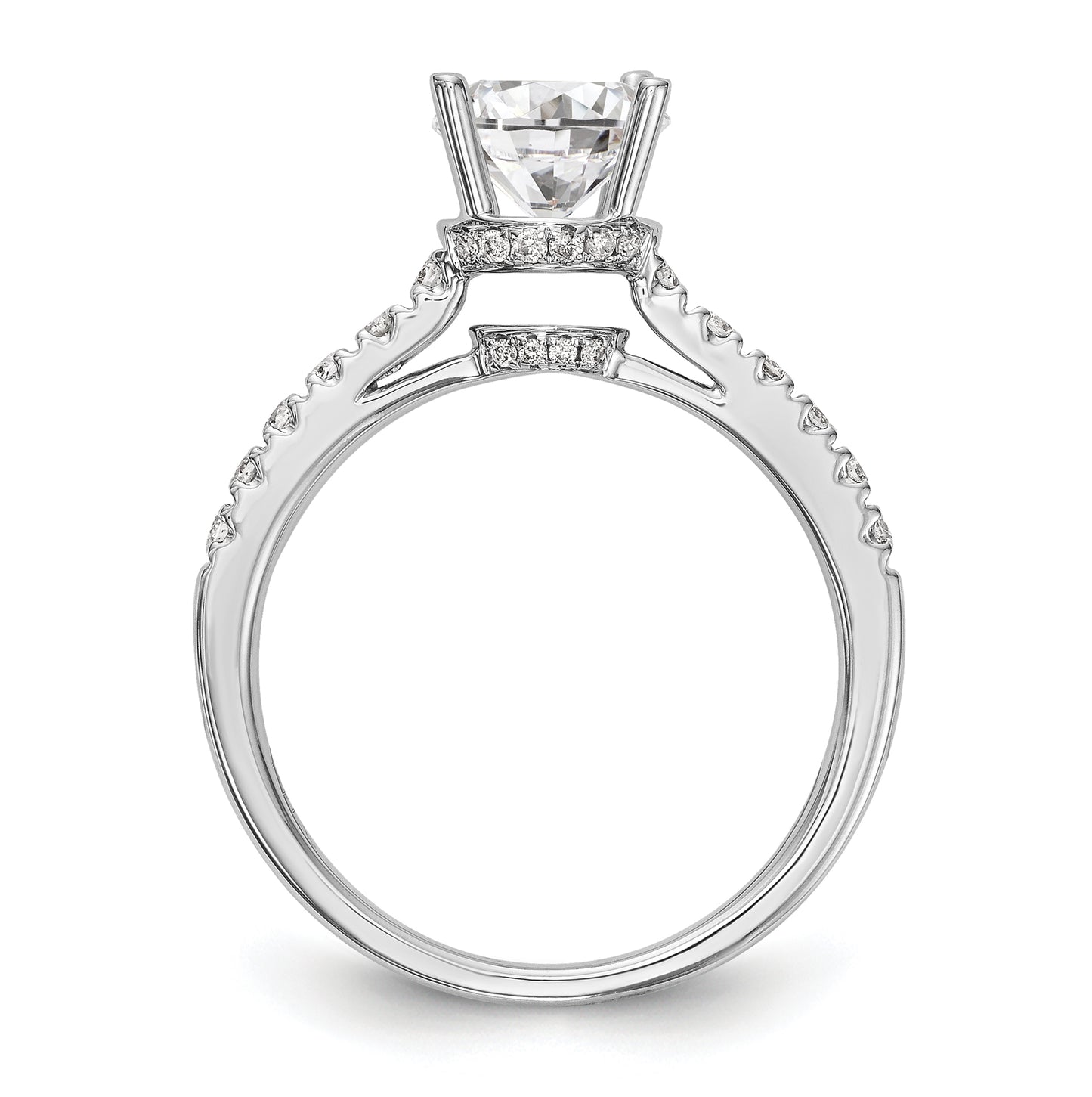 14k White Gold (Holds 1 carat (6.50mm) Round Center) 1/4 carat Diamond Semi-Mount Engagement Ring
