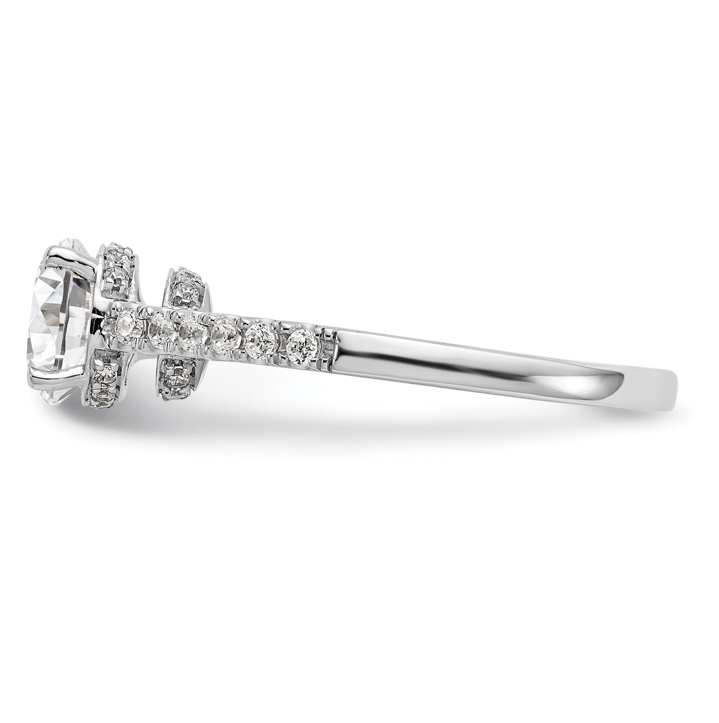 14k White Gold (Holds 1 carat (6.50mm) Round Center) 1/4 carat Diamond Semi-Mount Engagement Ring