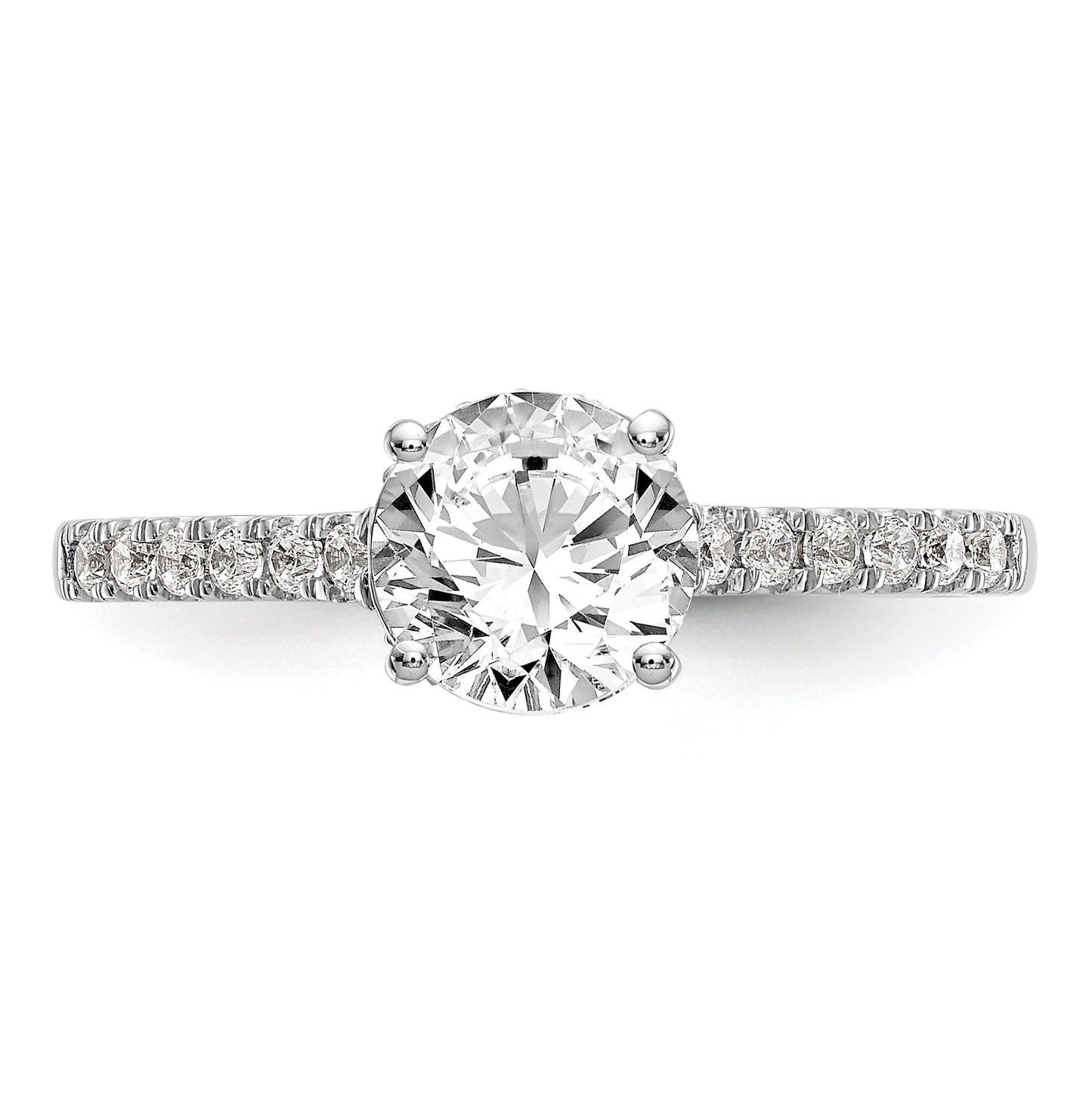 14k White Gold (Holds 1 carat (6.50mm) Round Center) 1/4 carat Diamond Semi-Mount Engagement Ring